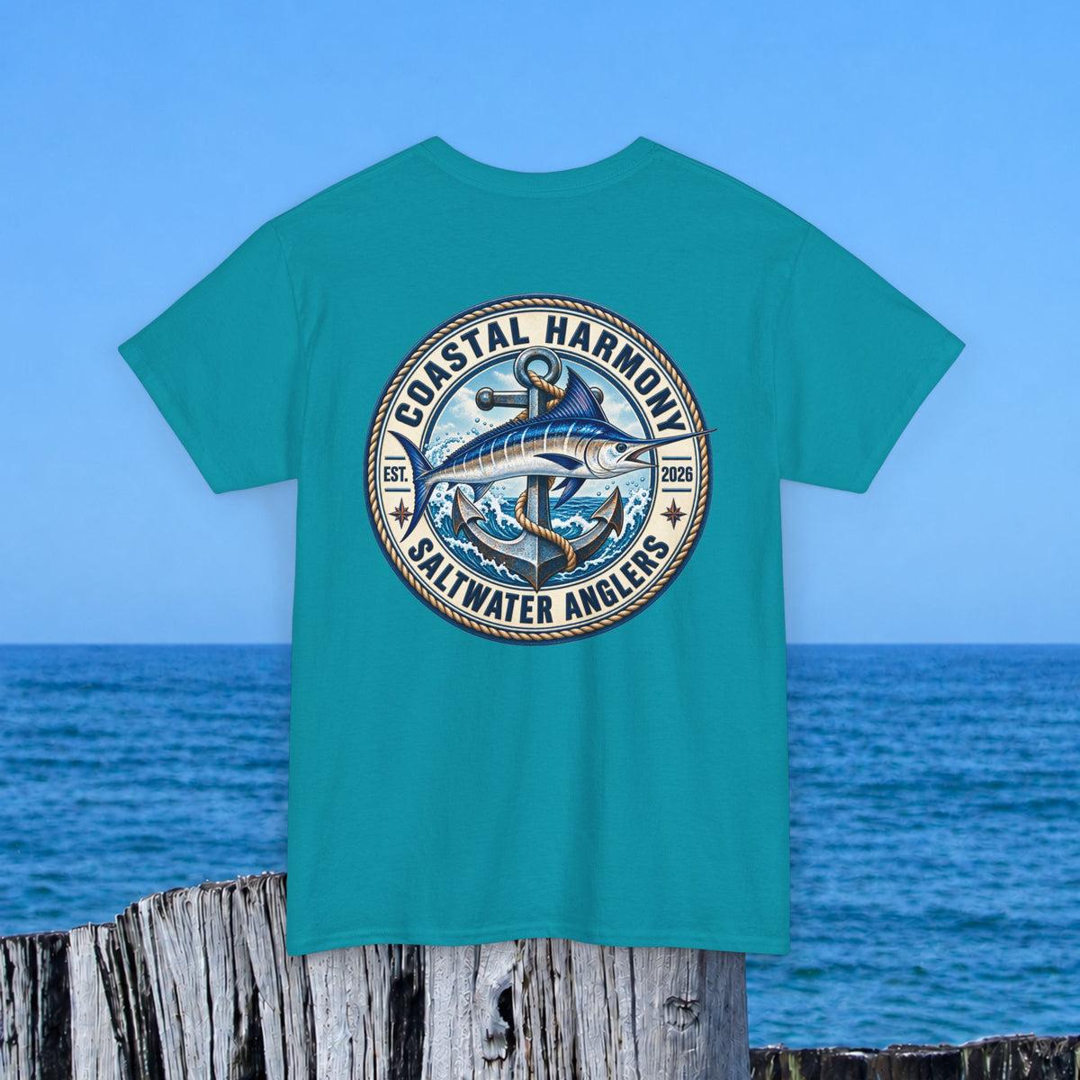 Fishing Tee — "Coastal Harmony" Saltwater Anglers Short-Sleeve Shirt