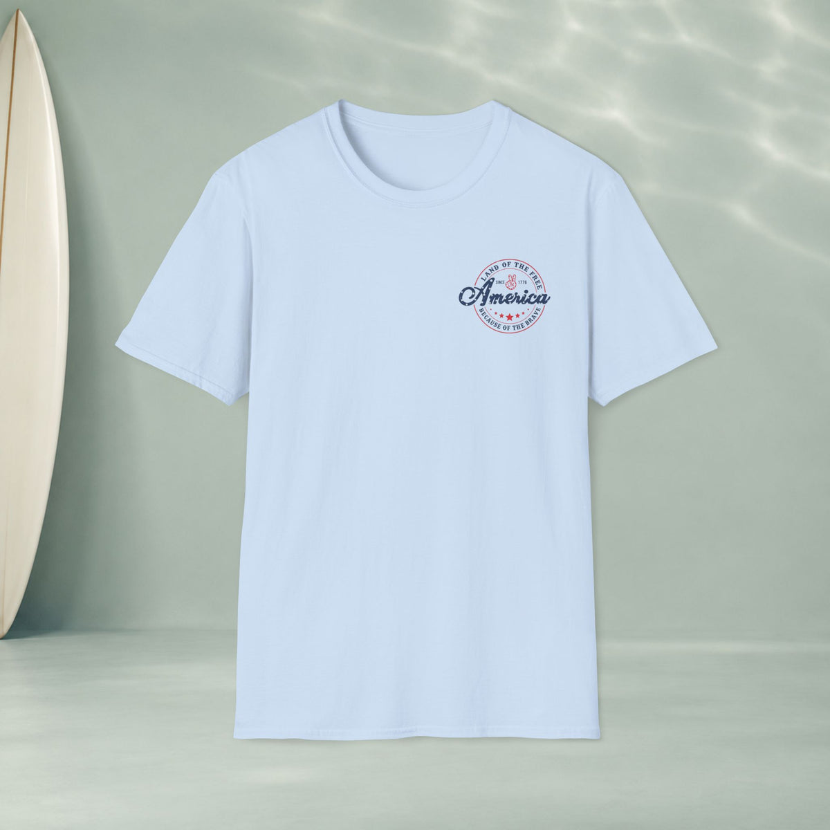 America Vintage Badge T-Shirt — "Land of the Free, Because of the Brave"