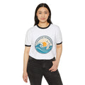 Coastal Harmony Ringer T‑Shirt — Surf Sun Wave Graphic Tee