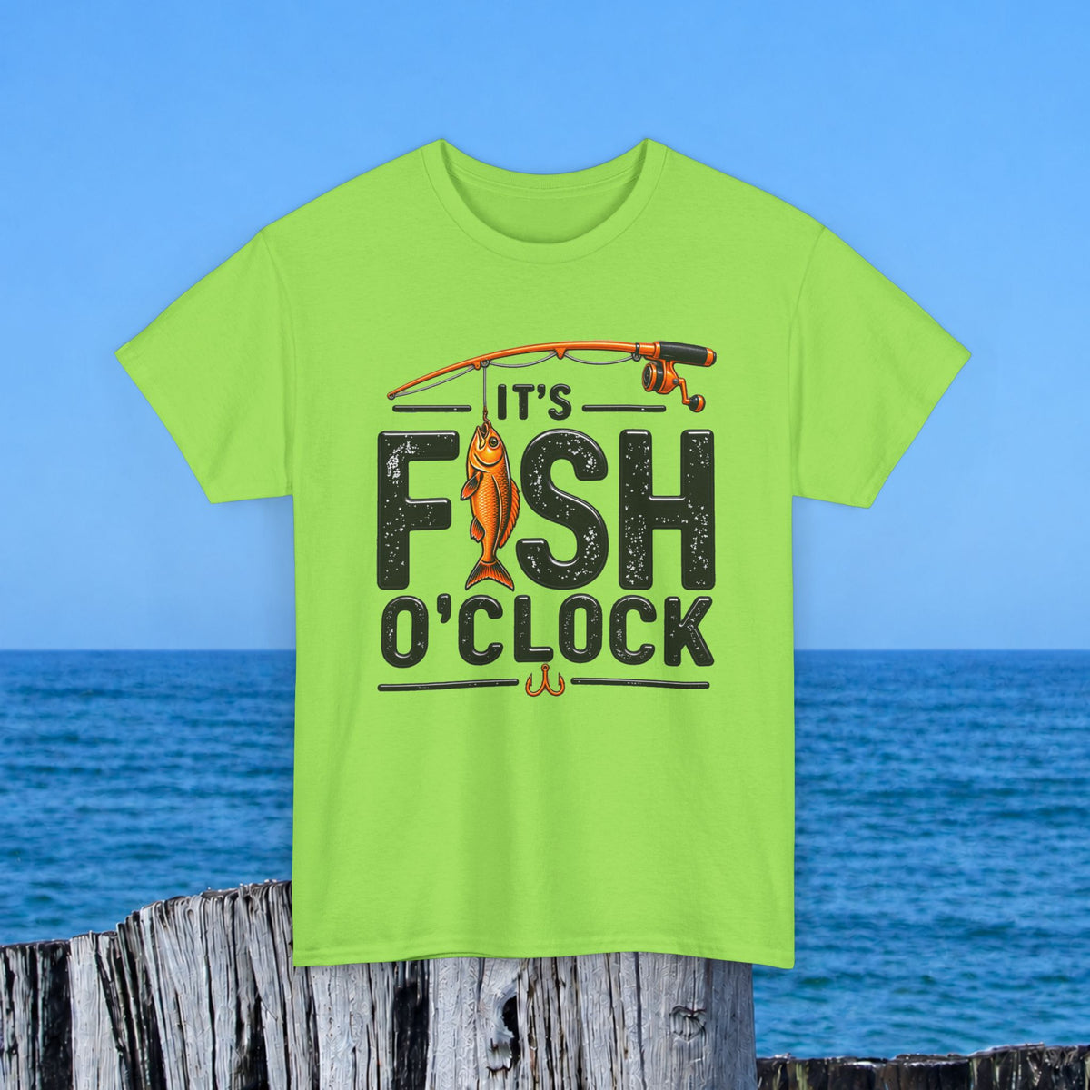 Fishing T‑Shirt — "It's Fish O'Clock" Graphic Tee for Anglers