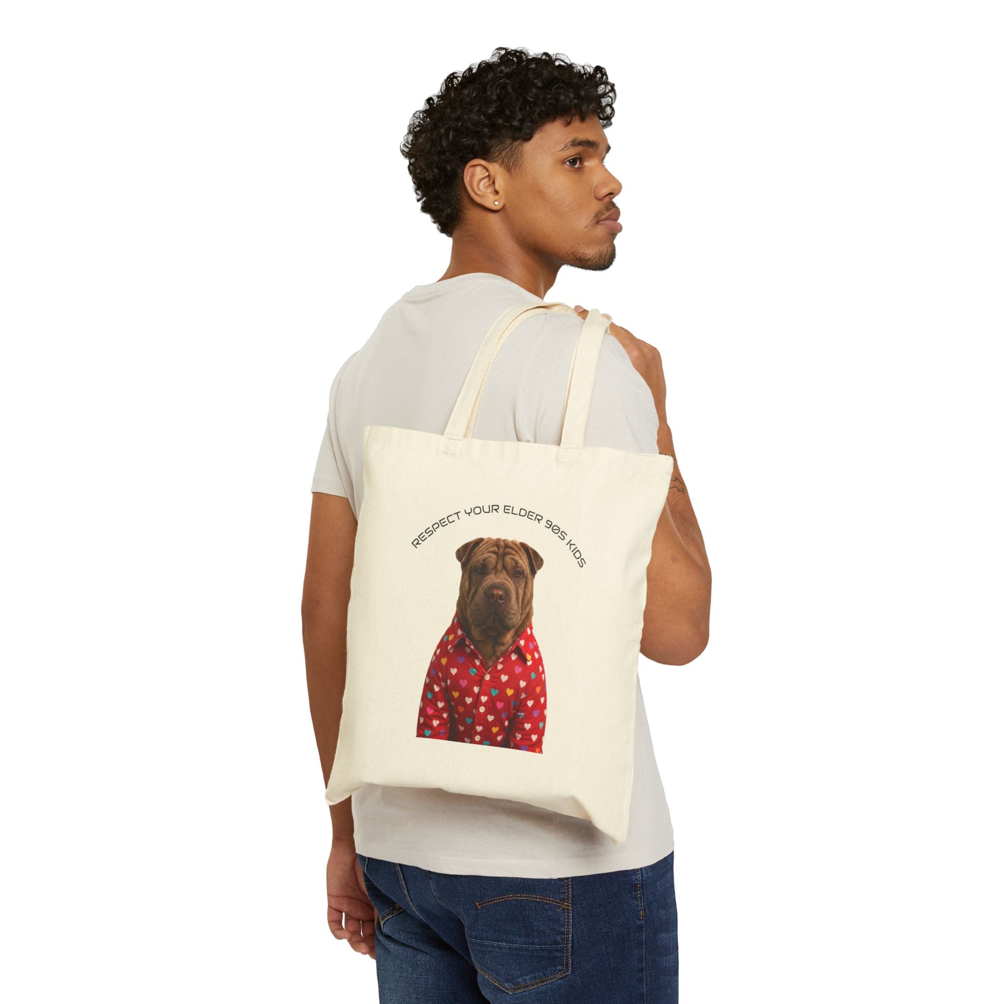 Respect Your Elder Dog Tote Bag - Cute Senior Dog Illustration Canvas Tote