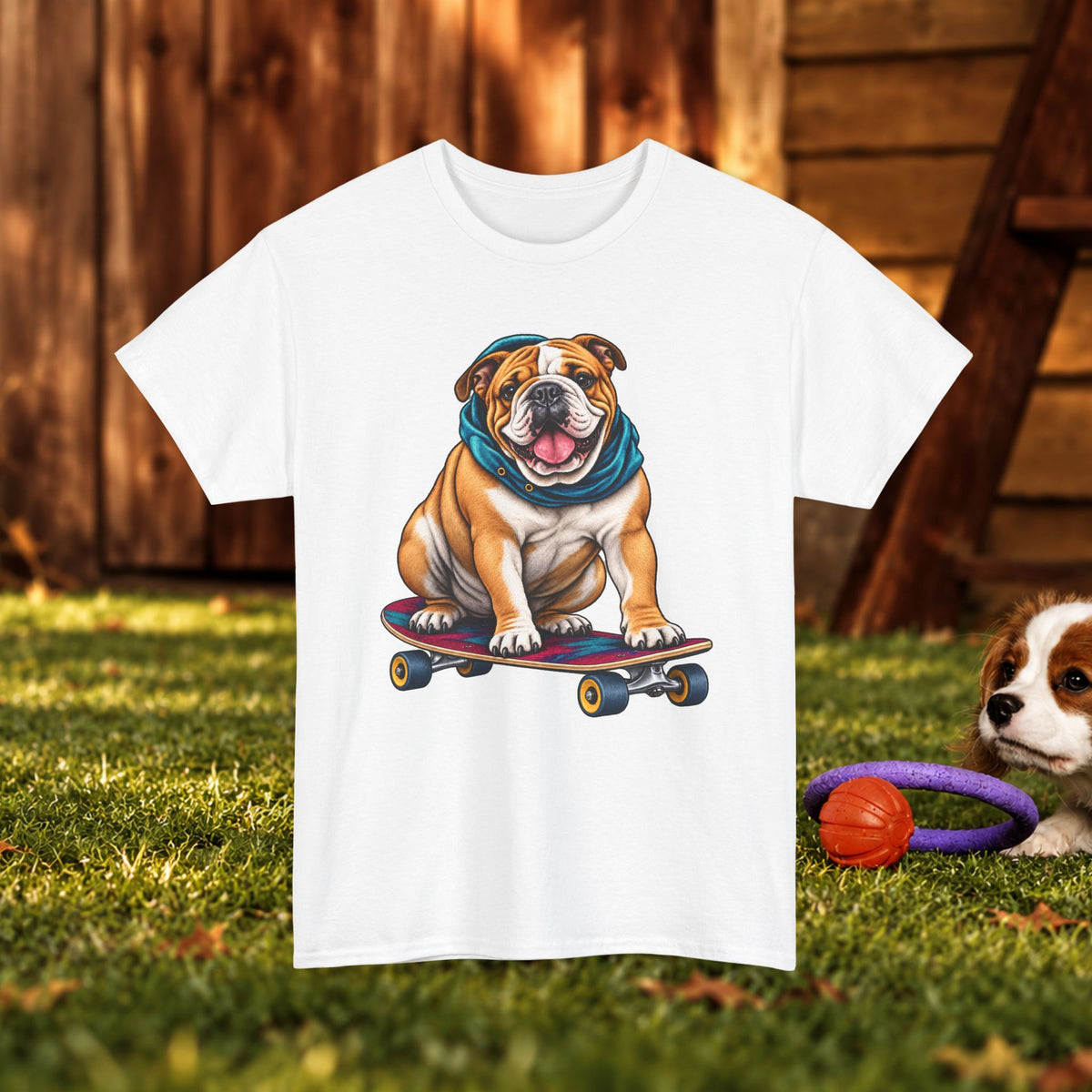 Bulldog Skateboard T-Shirt – Cute Skateboarding Dog Graphic Tee