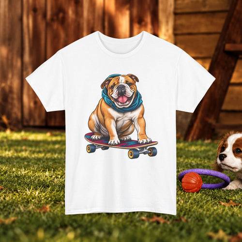 Bulldog Skateboard T-Shirt – Cute Skateboarding Dog Graphic Tee
