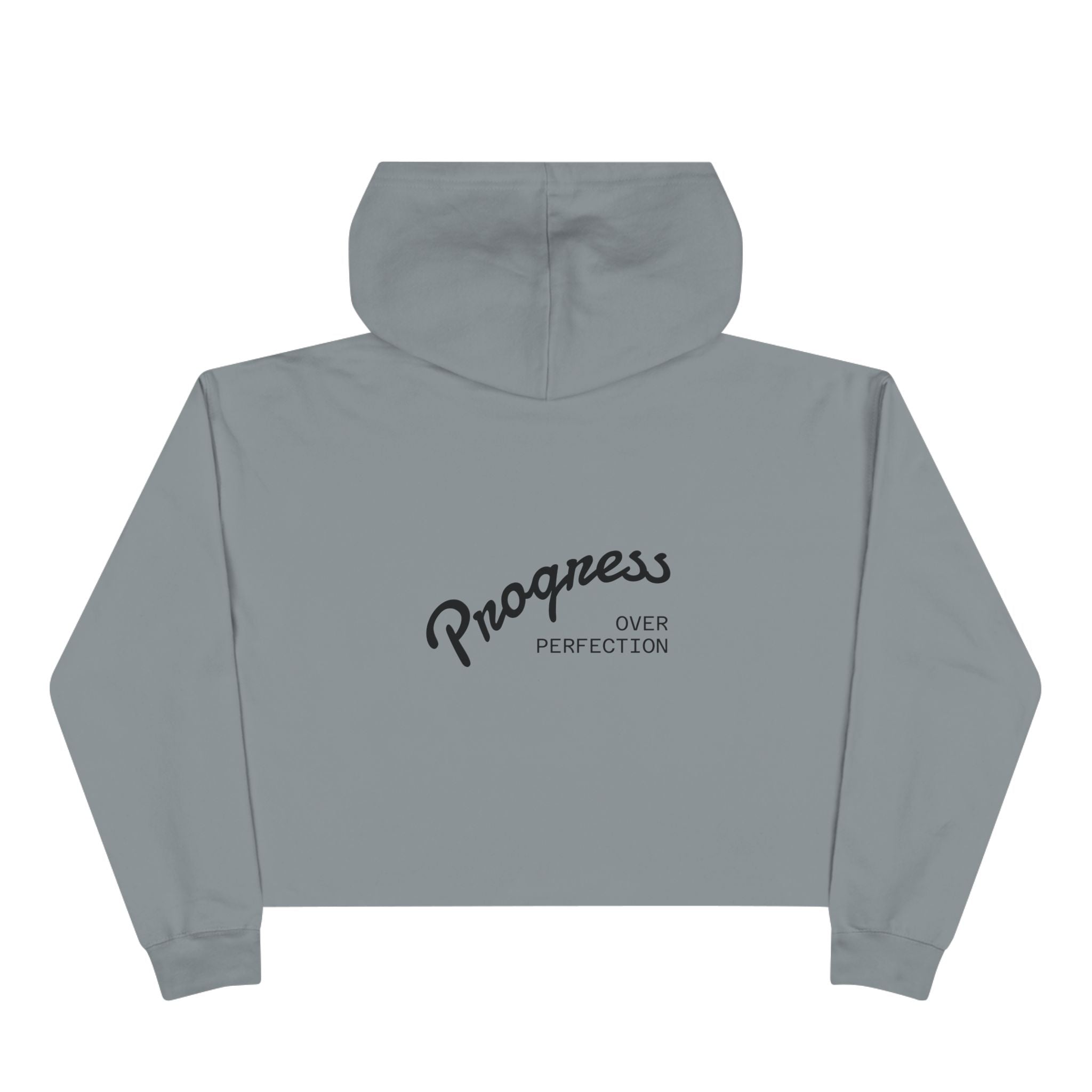 Coastal Harmony Crop Hoodie — "Progress Over Perfection" Surf Vibe Cropped Sweatshirt