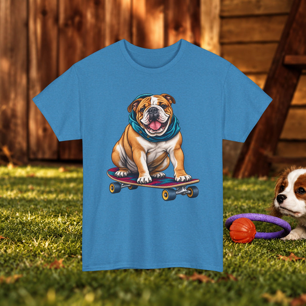 Bulldog Skateboard T-Shirt – Cute Skateboarding Dog Graphic Tee