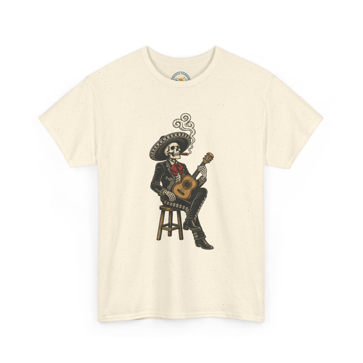Day of the Dead Mariachi Guitar Tee — Skeleton Musician T-Shirt