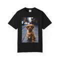 Puppy Coffee Photo T-Shirt — Cute Dog Street Photo Tee