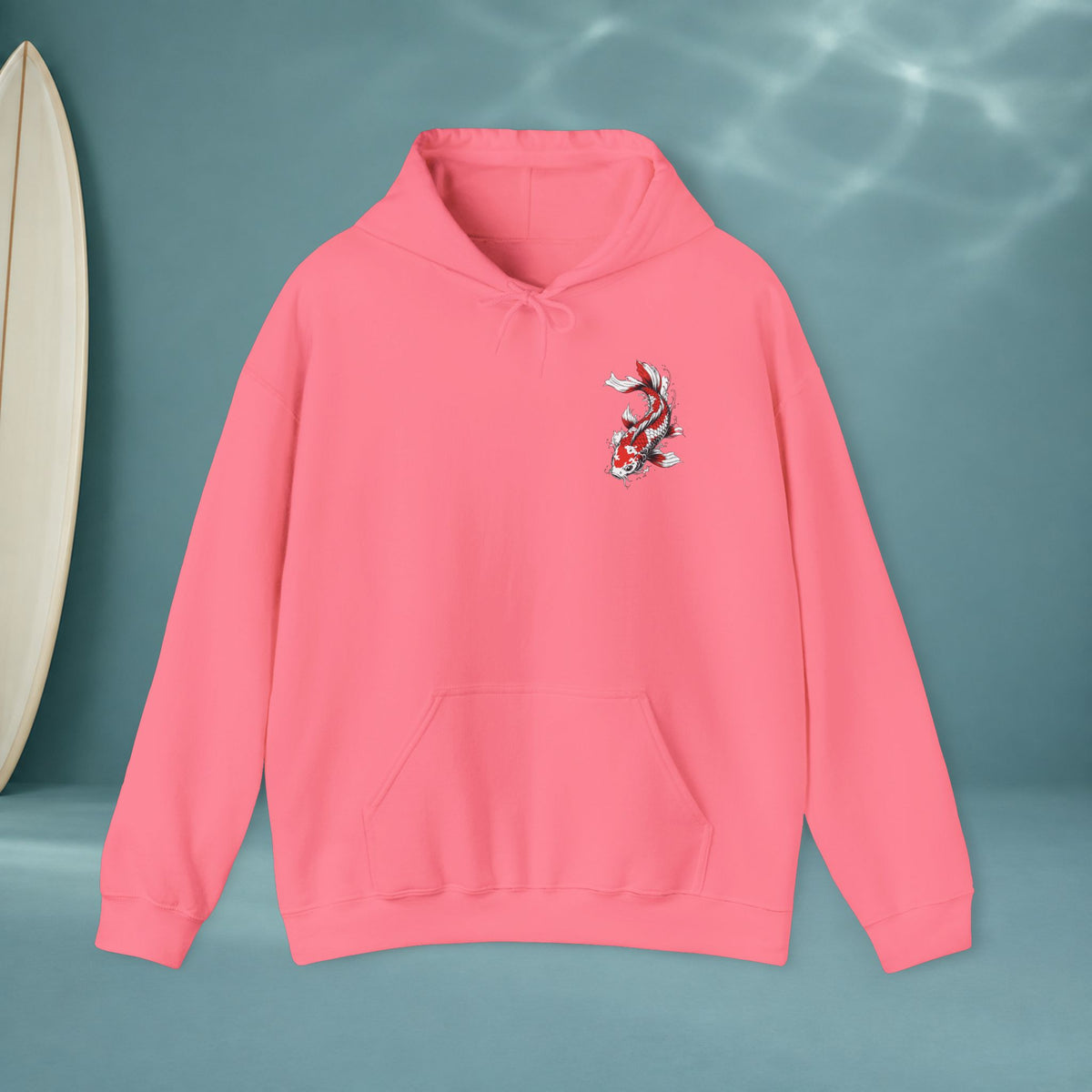 Bonsai & Koi Hoodie — Japanese Red Sun Graphic Hooded Sweatshirt