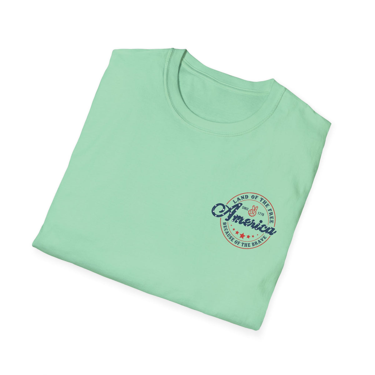 America Vintage Badge T-Shirt — "Land of the Free, Because of the Brave"