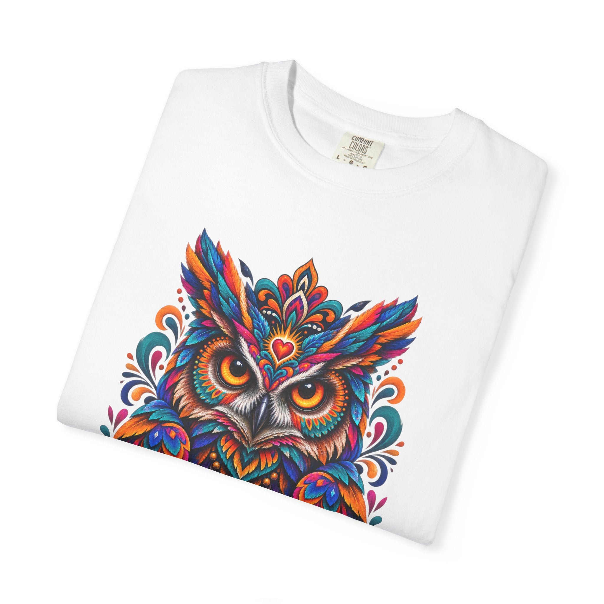 Colorful Owl 'Sabiduría' T-Shirt – Vibrant Mexican Folk Art Tee