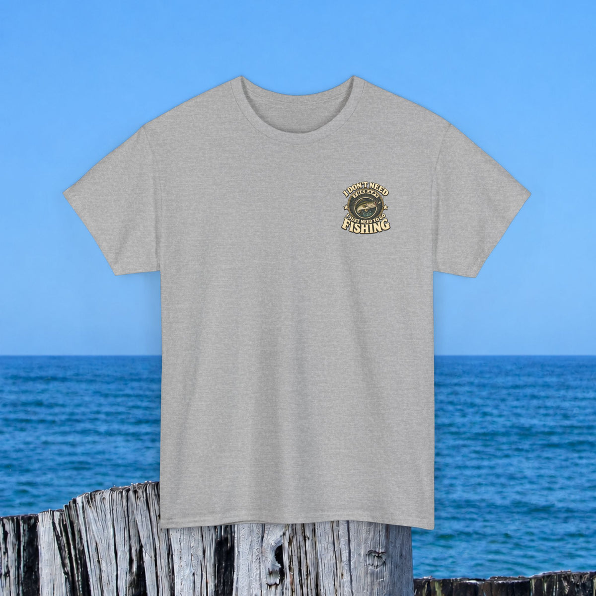 Fishing T-Shirt — "I Don't Need Therapy, I Just Need to Go Fishing" Graphic Tee
