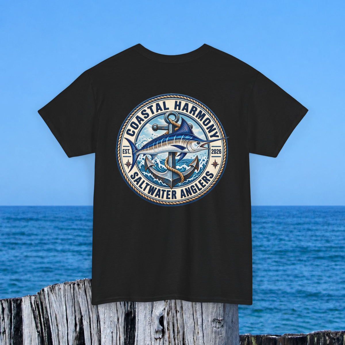 Fishing Tee — "Coastal Harmony" Saltwater Anglers Short-Sleeve Shirt