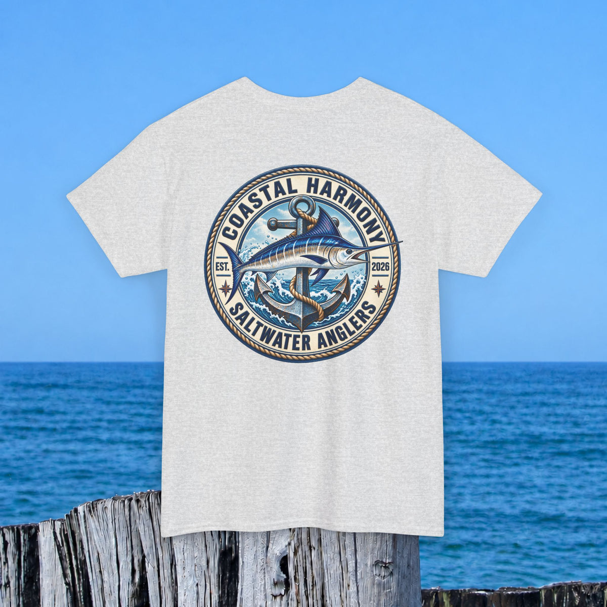 Fishing Tee — "Coastal Harmony" Saltwater Anglers Short-Sleeve Shirt