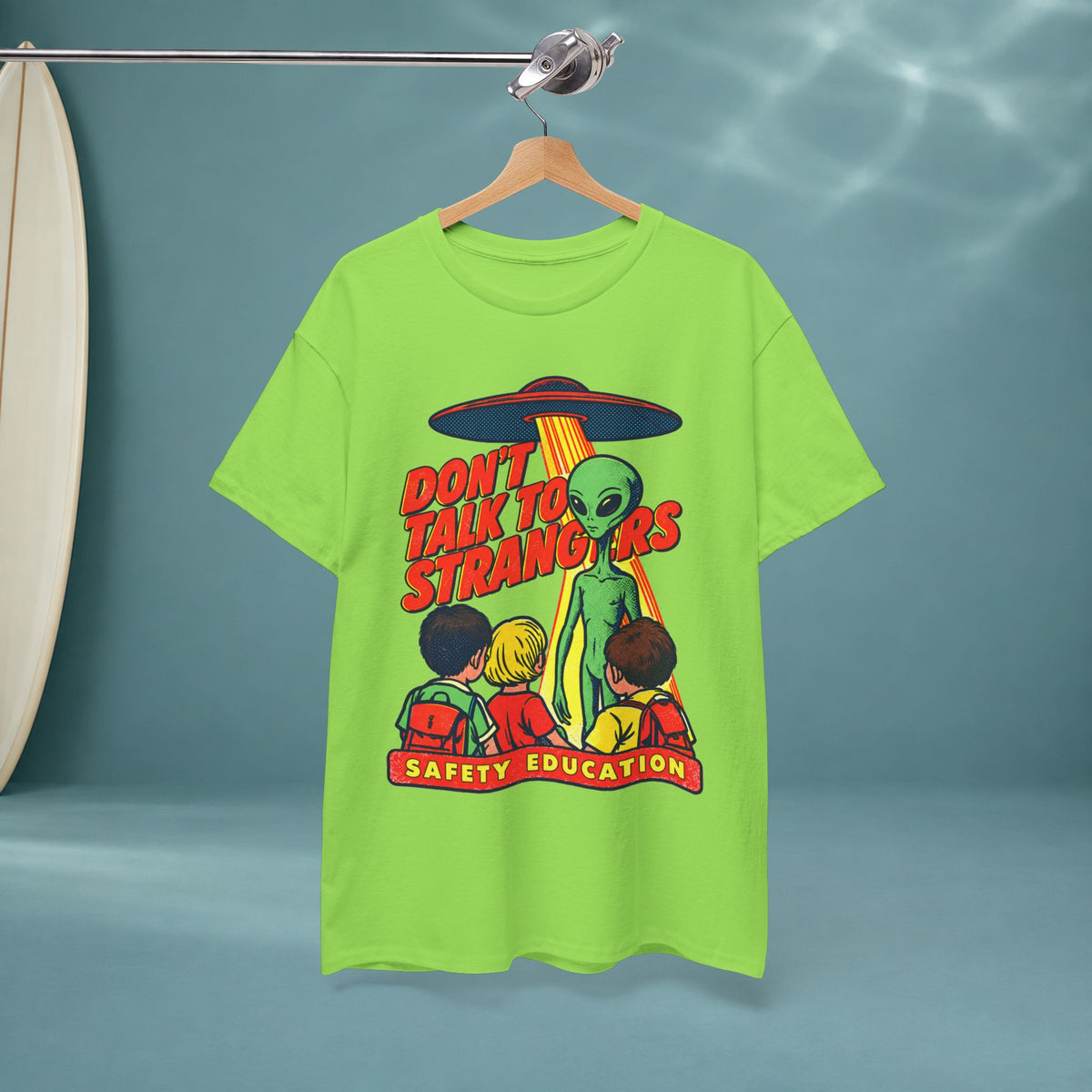 Alien 'Don't Talk to Strangers' Graphic Tee — Retro Safety Education Design