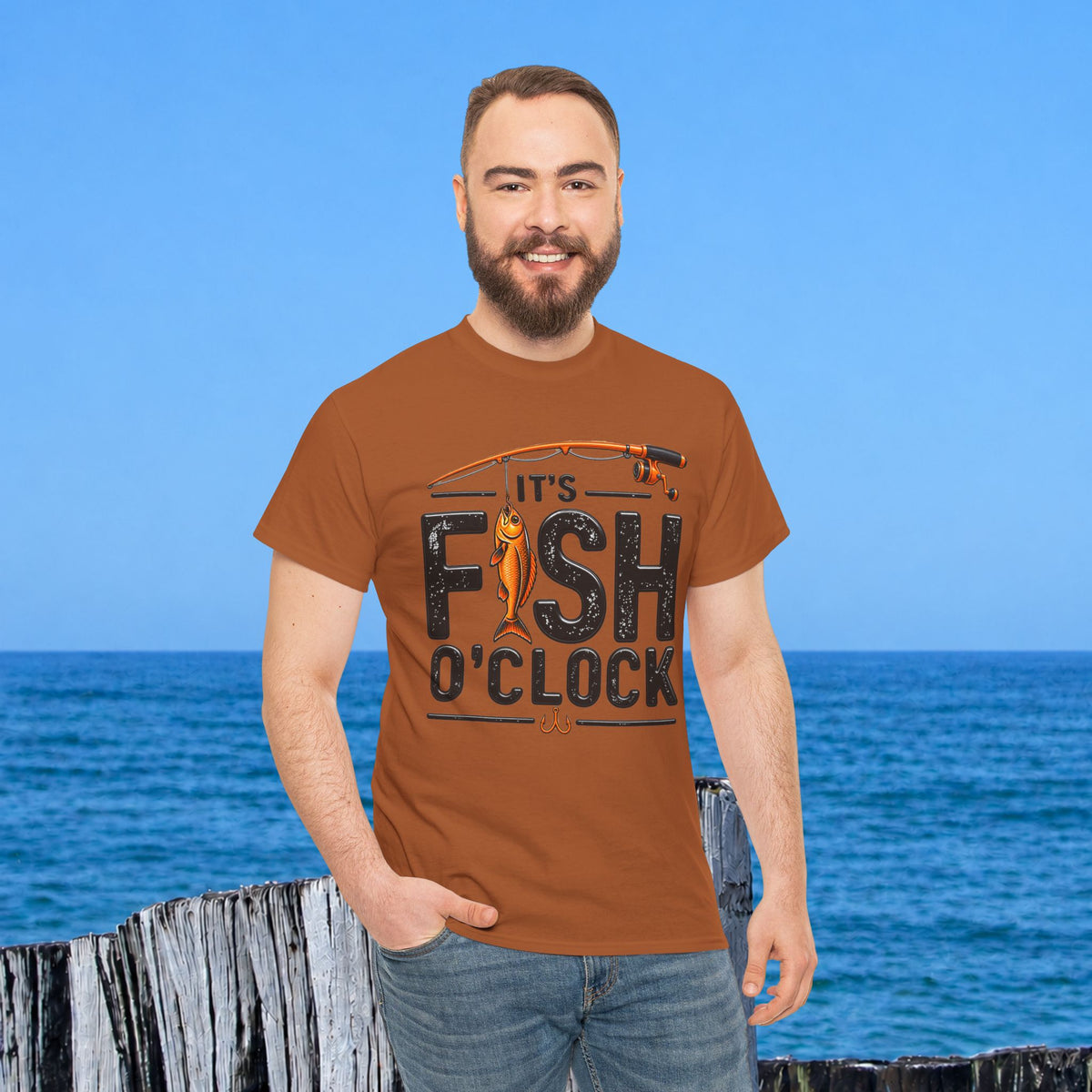 Fishing T‑Shirt — "It's Fish O'Clock" Graphic Tee for Anglers
