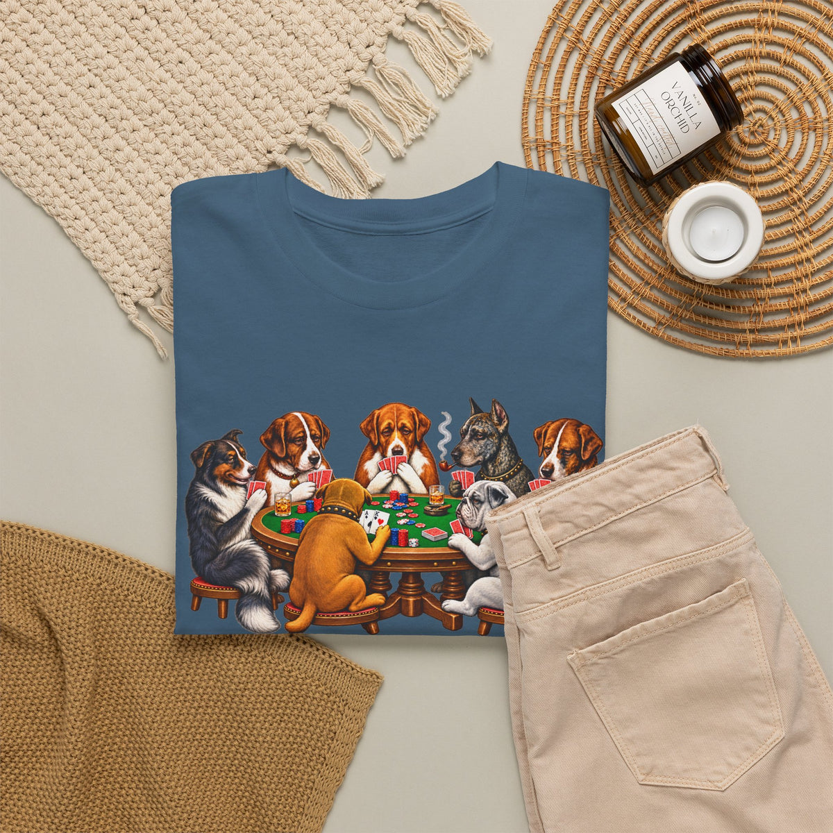 Dog Poker Night T‑Shirt — Cute Dogs Playing Cards Graphic Tee