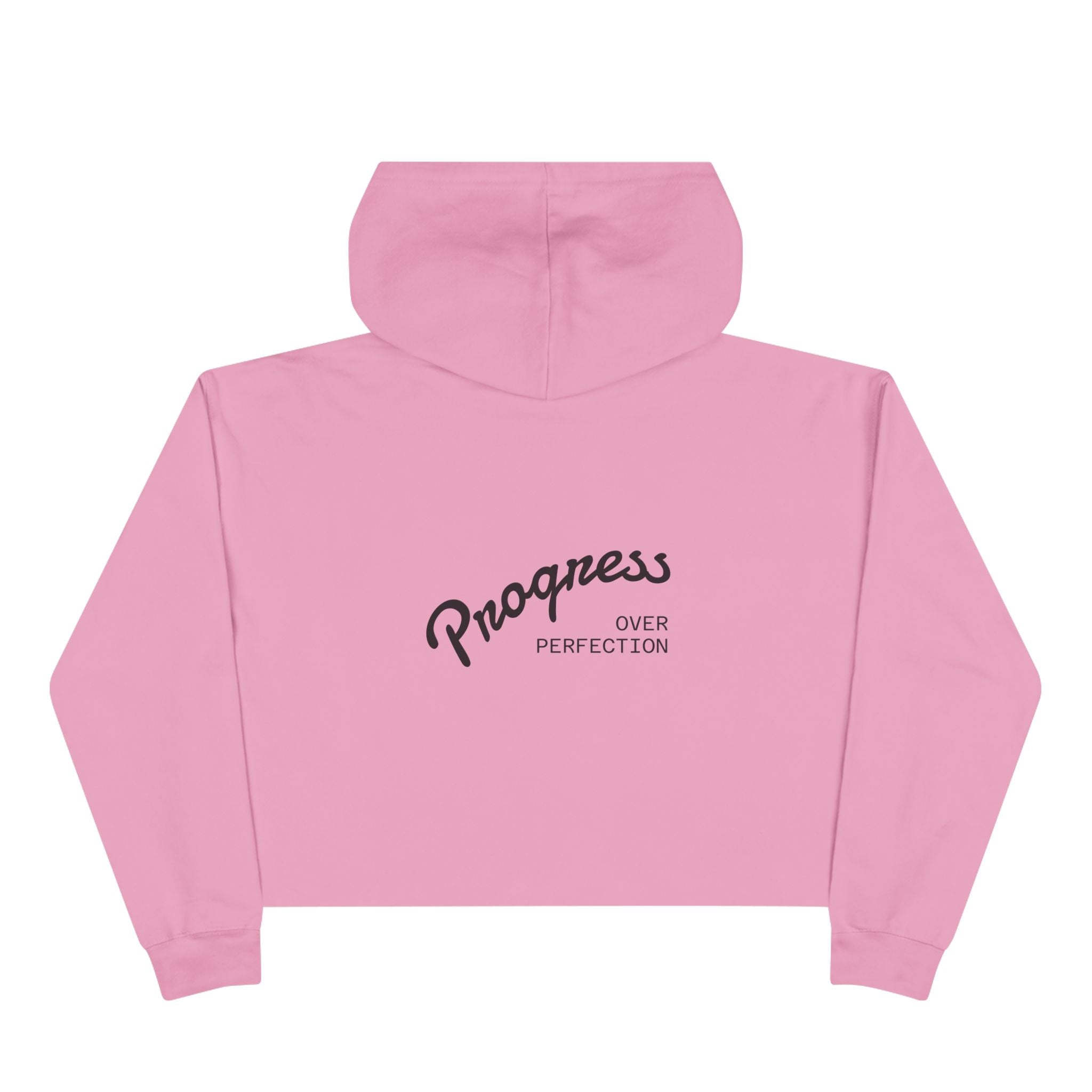 Coastal Harmony Crop Hoodie — "Progress Over Perfection" Surf Vibe Cropped Sweatshirt