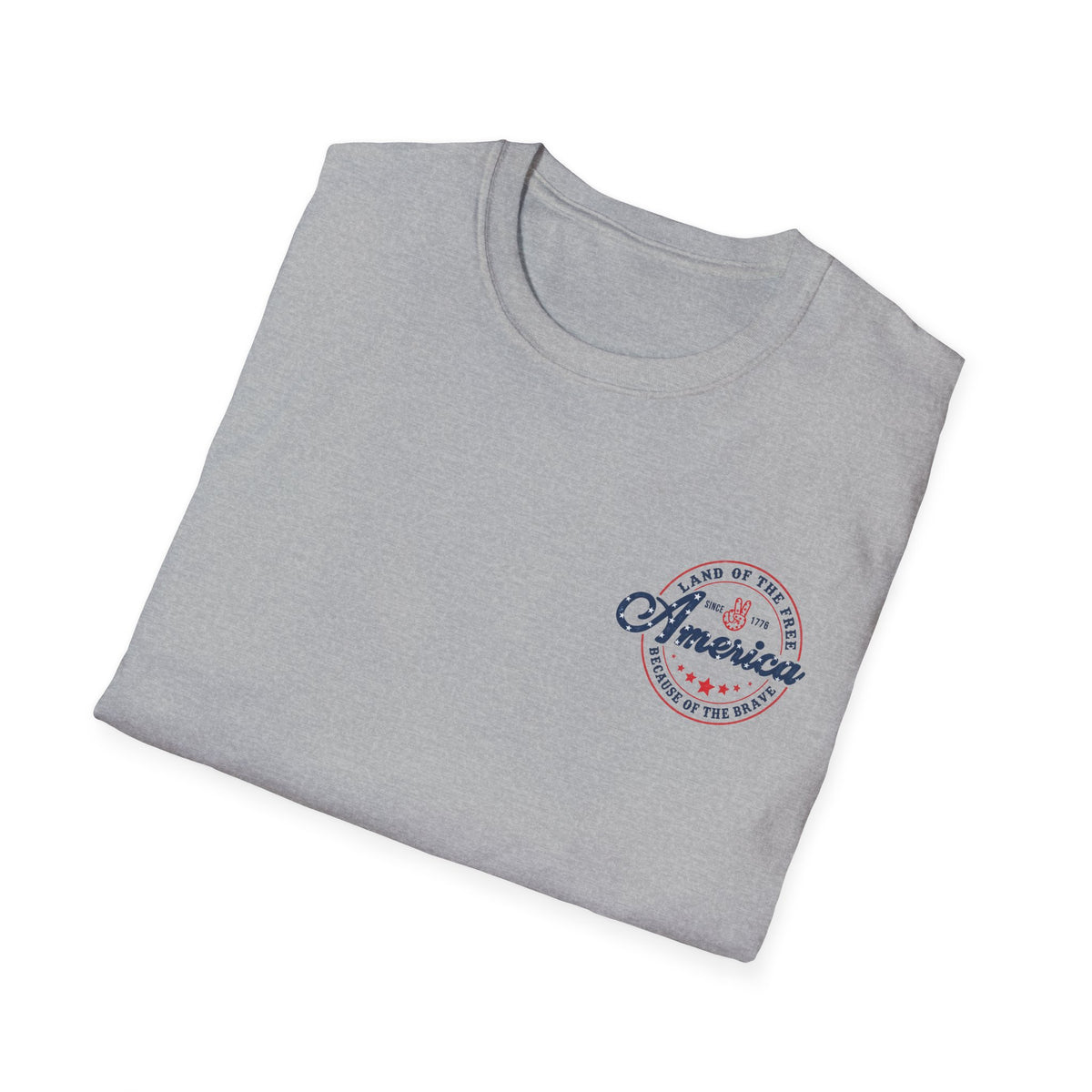 America Vintage Badge T-Shirt — "Land of the Free, Because of the Brave"