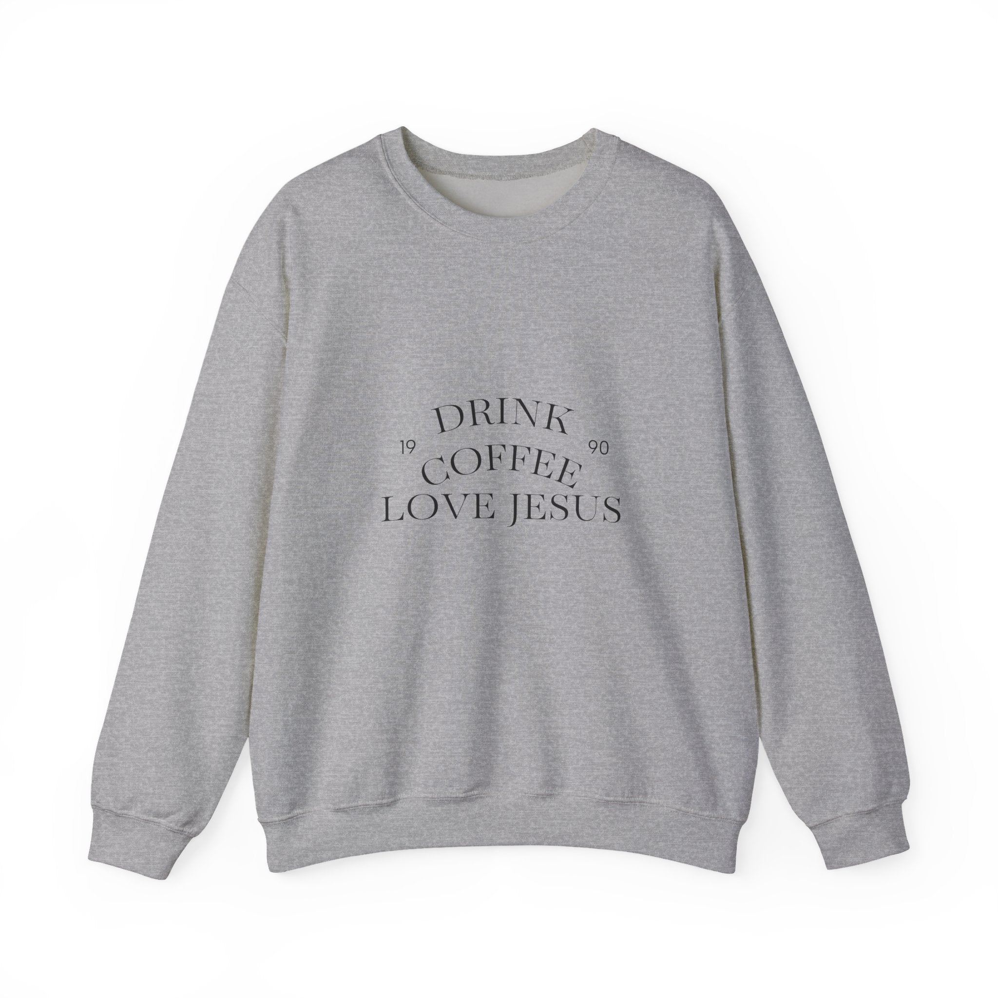 Coffee & Jesus Crewneck Sweatshirt — "Drink Coffee, Love Jesus" Christian Pullover