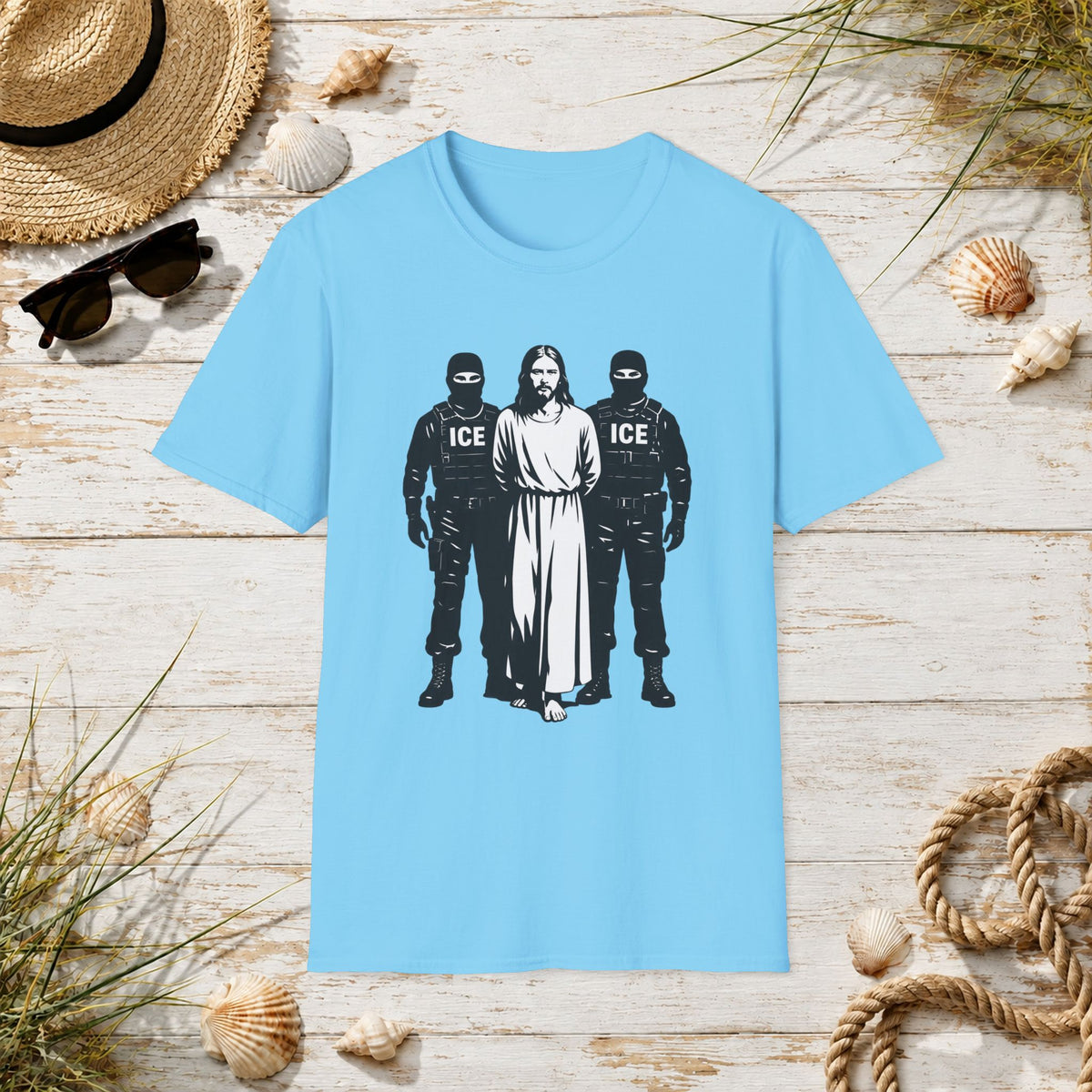 Jesus Between ICE Agents T-Shirt