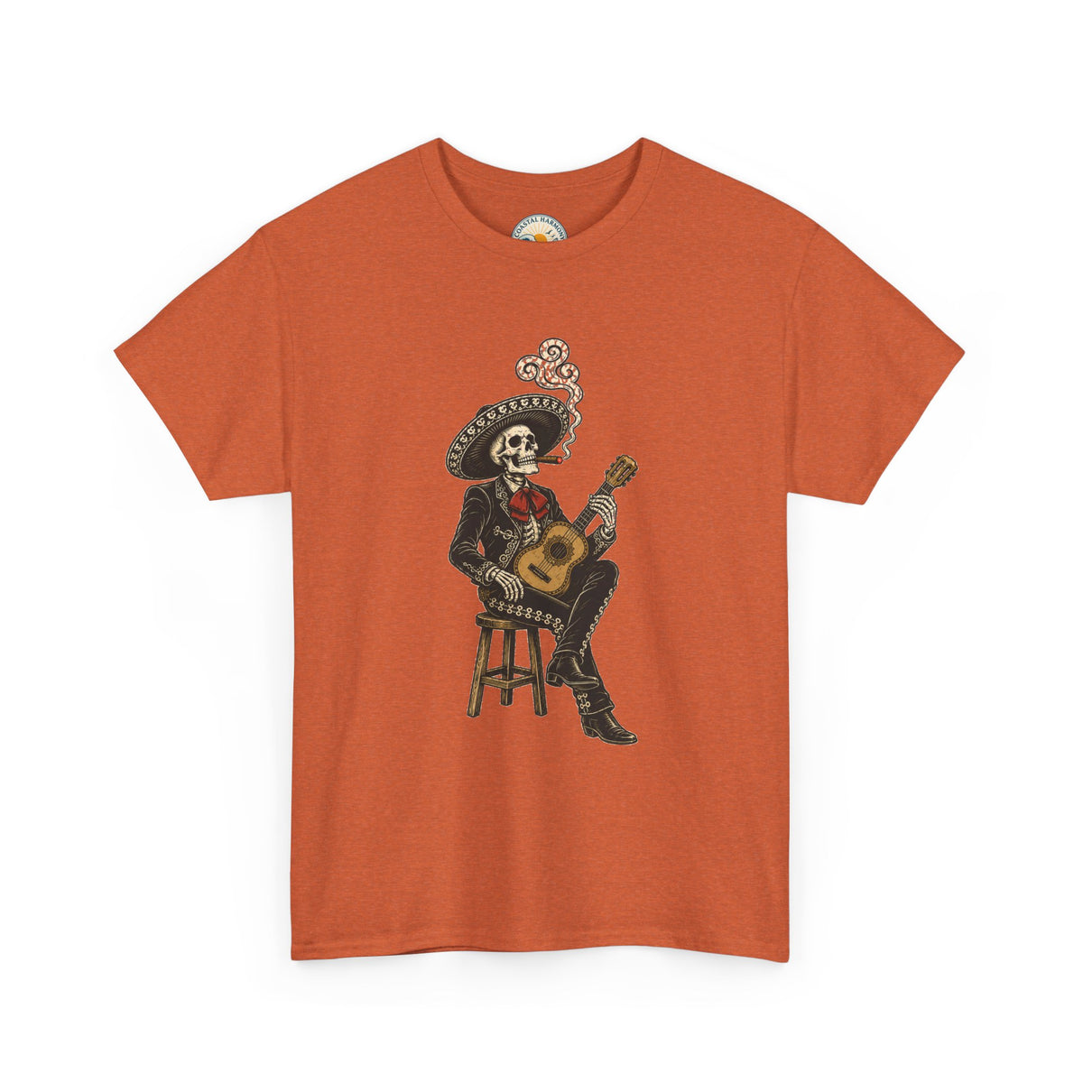 Day of the Dead Mariachi Guitar Tee — Skeleton Musician T-Shirt