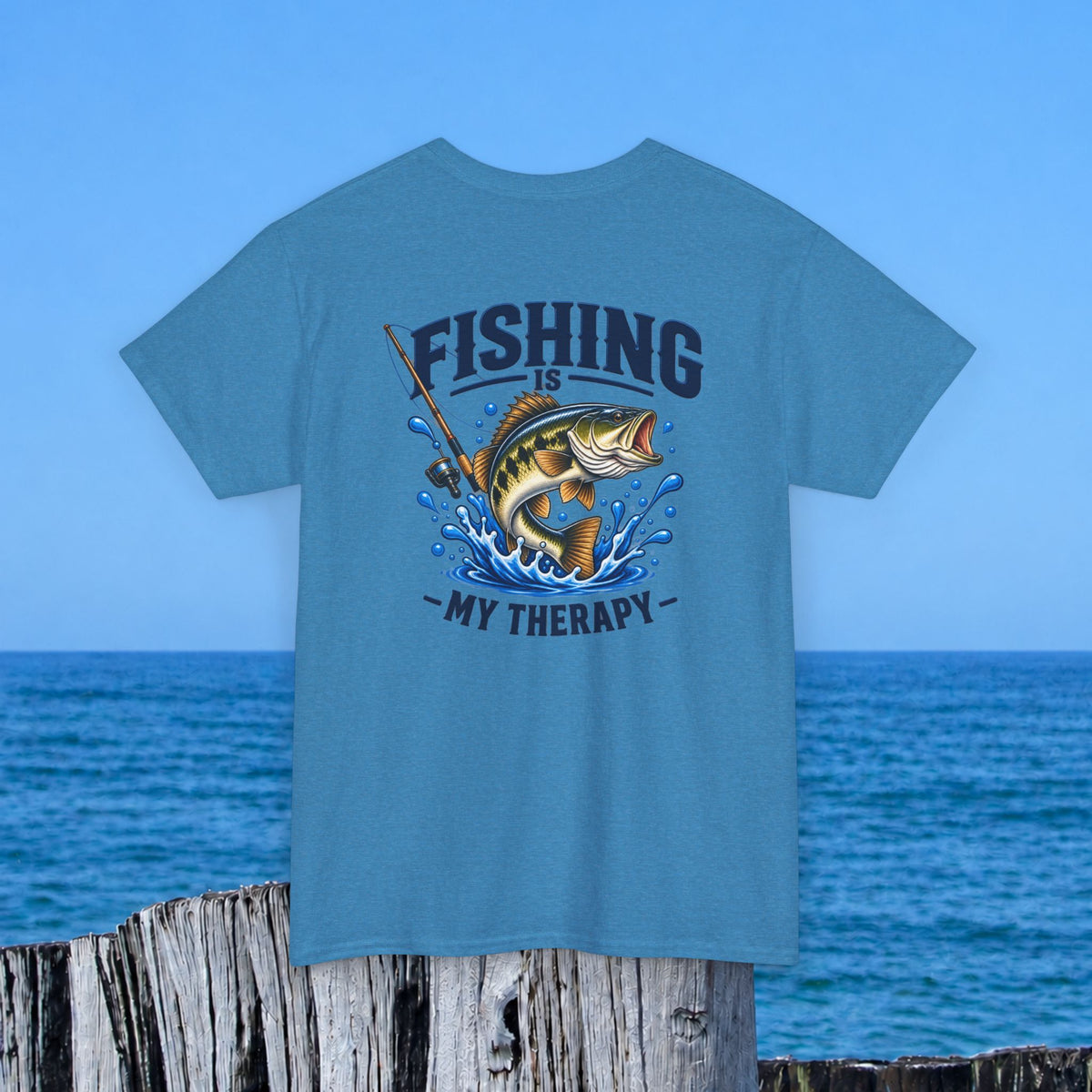 Fishing Tee — "Fishing Is My Therapy" Graphic T-Shirt