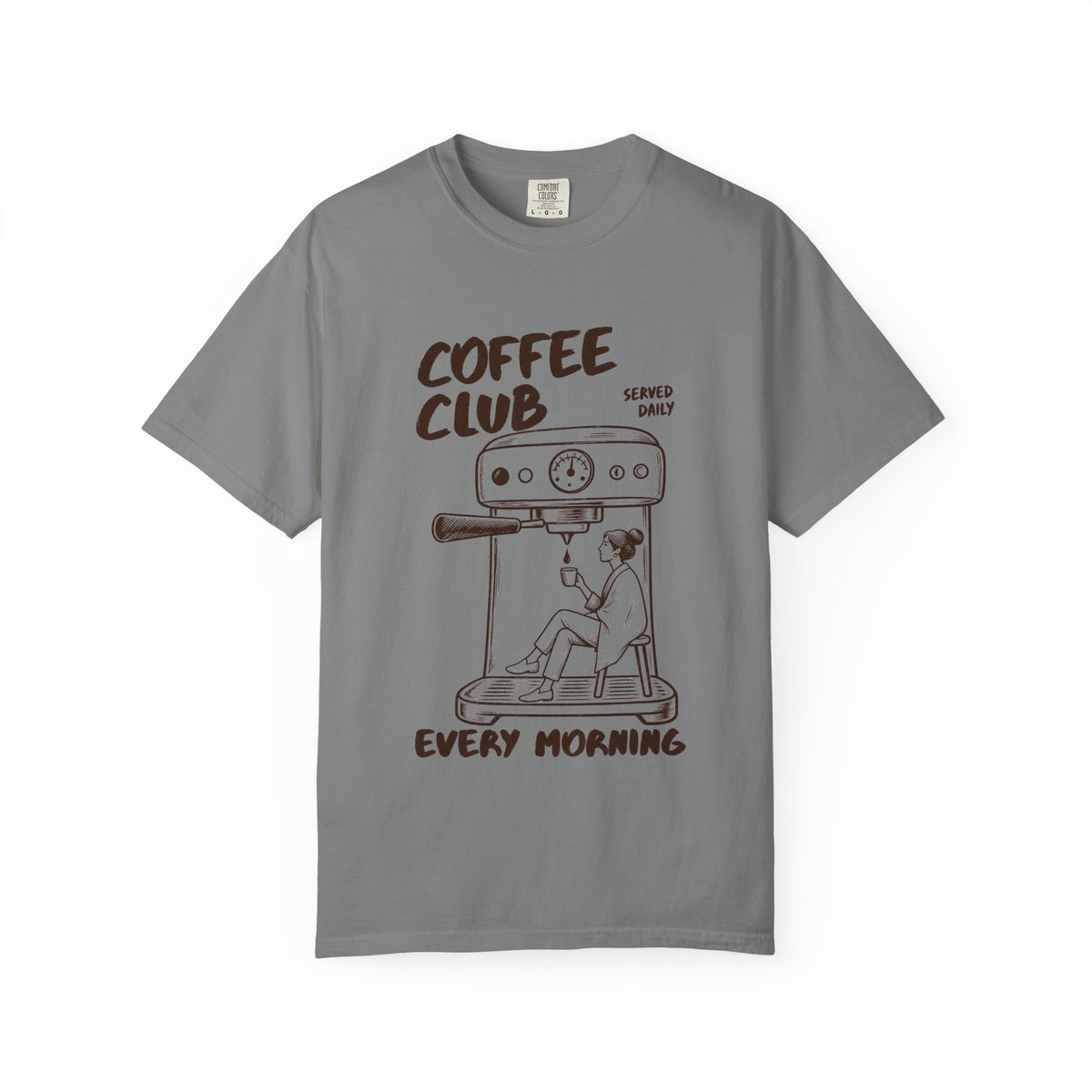 Coffee Club T-Shirt — 'Every Morning' Espresso Machine Graphic Tee