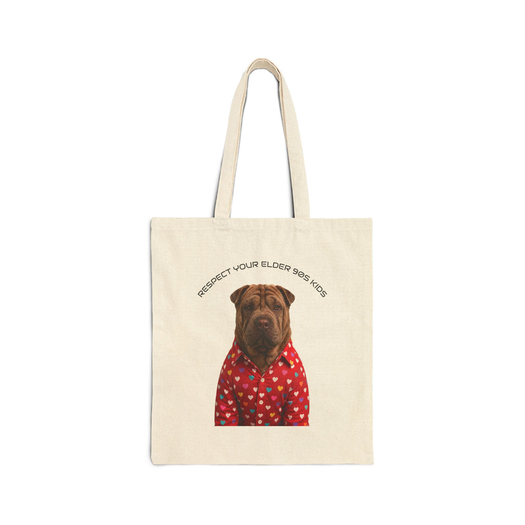Respect Your Elder Dog Tote Bag - Cute Senior Dog Illustration Canvas Tote