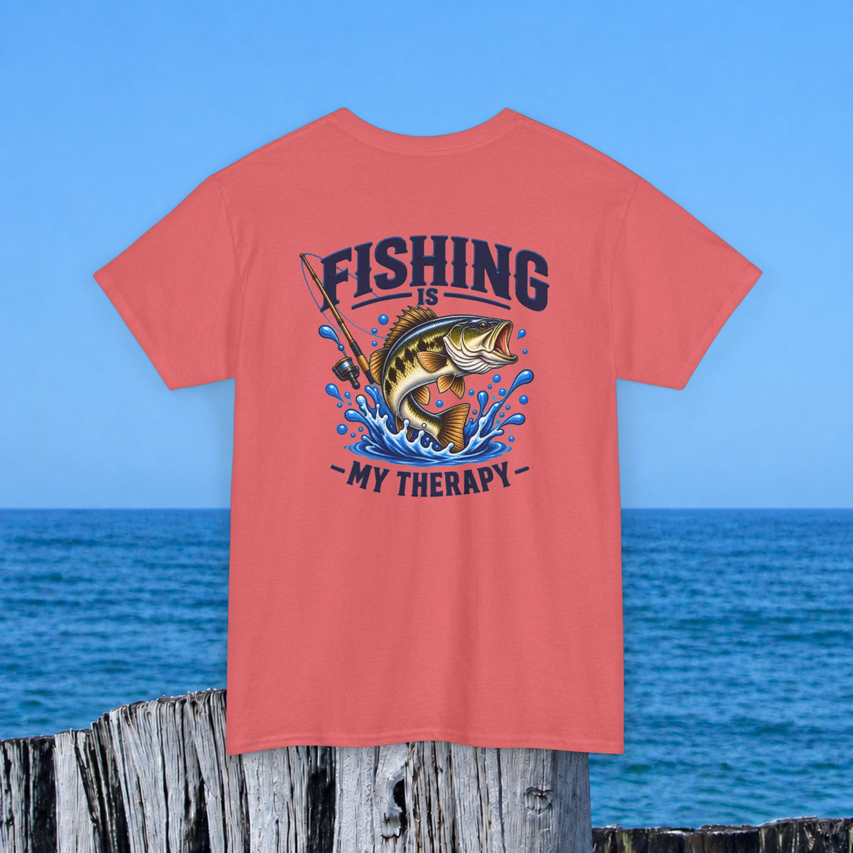 Fishing Tee — "Fishing Is My Therapy" Graphic T-Shirt