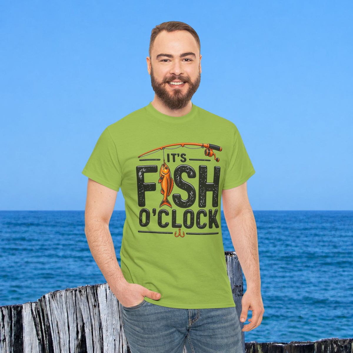 Fishing T‑Shirt — "It's Fish O'Clock" Graphic Tee for Anglers