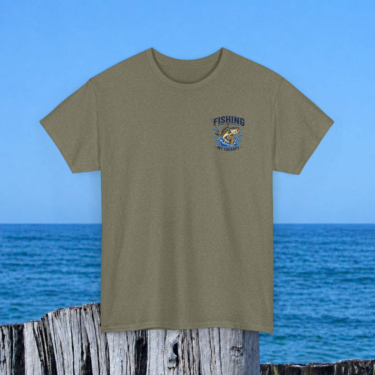 Fishing Tee — "Fishing Is My Therapy" Graphic T-Shirt