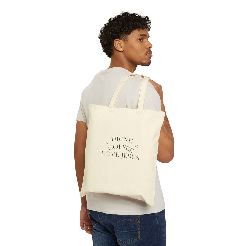 Tote Bag — "Drink Coffee, Love Jesus" Canvas Shopper