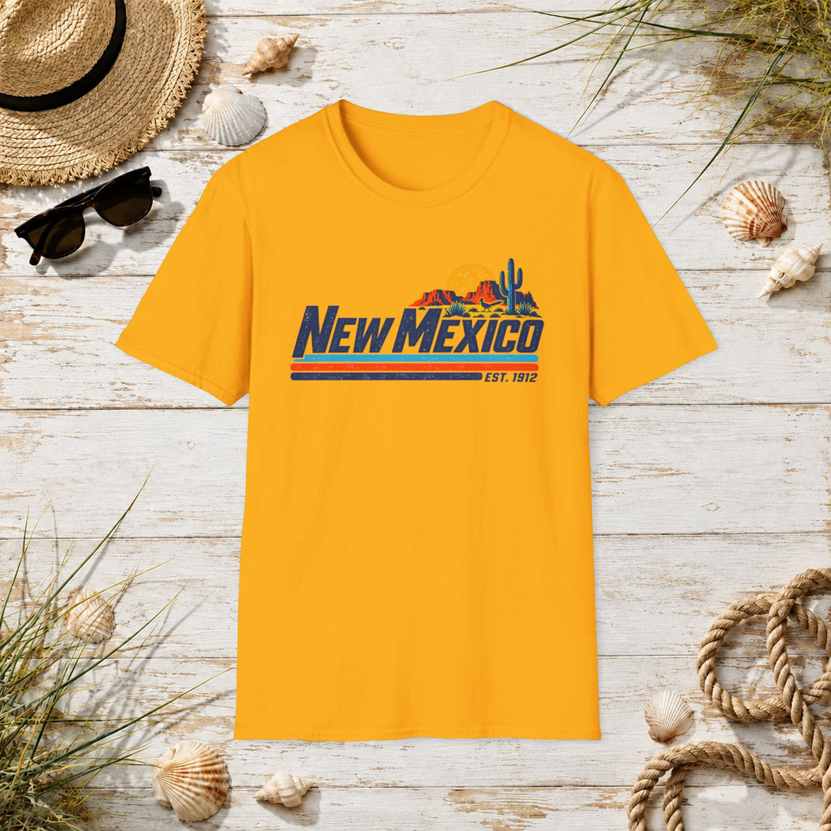 New Mexico Retro Sunset T-Shirt — Vintage Desert State Graphic Tee