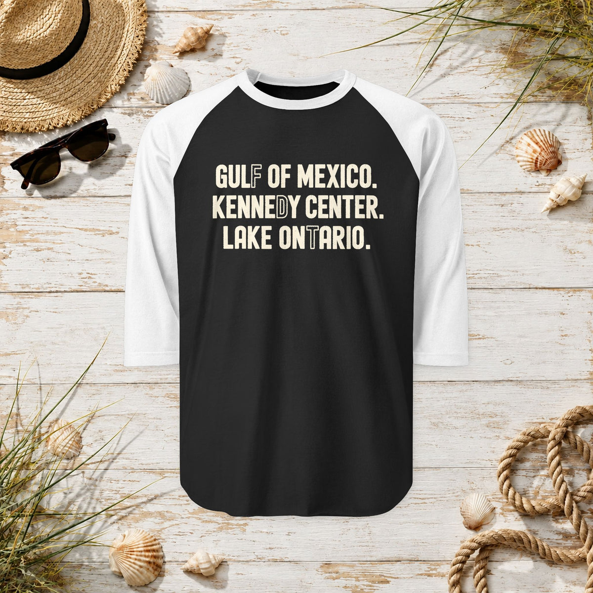 Gulf of Mexico, Kennedy Center, Lake Ontario Raglan Shirt