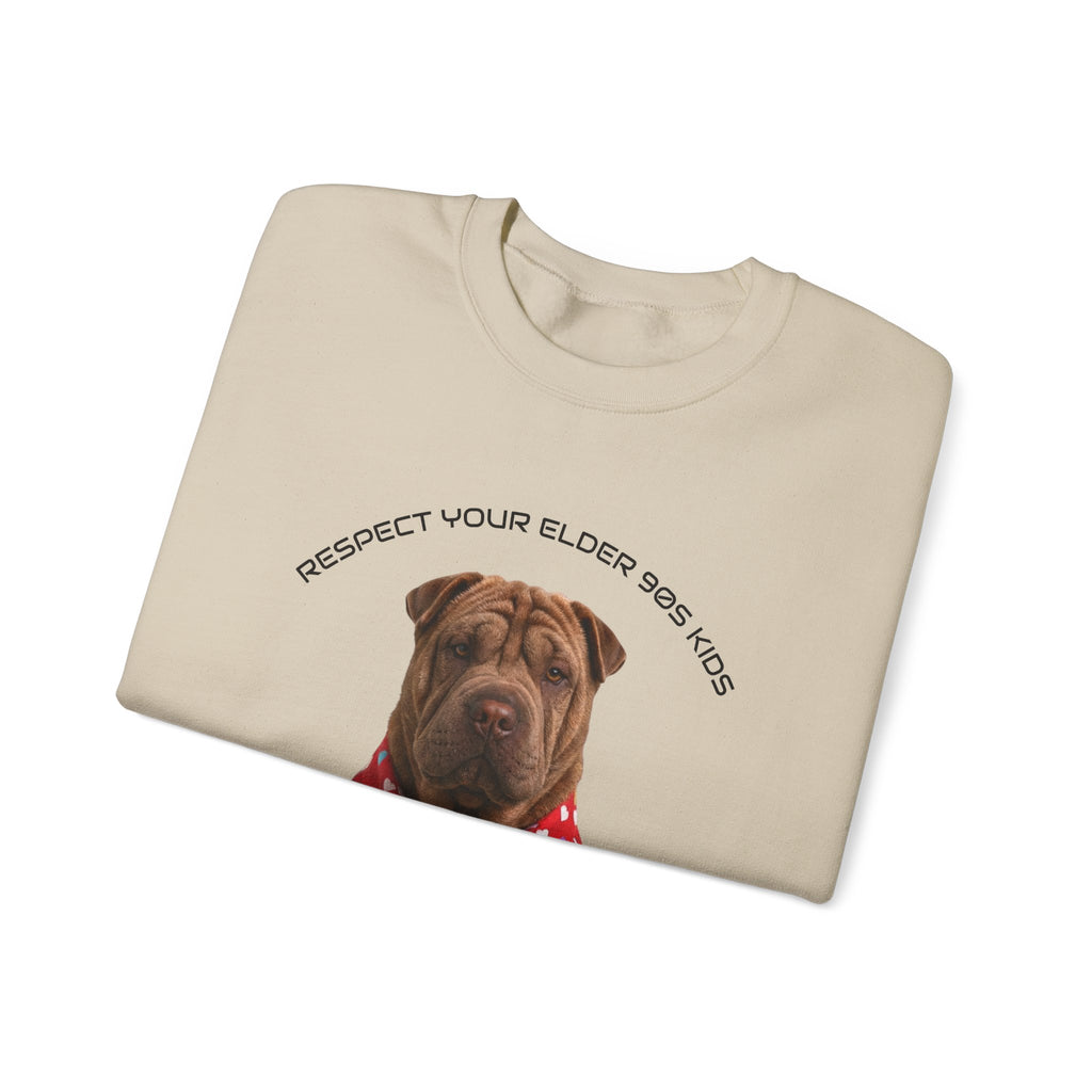 Crewneck Sweatshirt — "Respect Your Elder, Yes Mom" Shar-Pei Graphic
