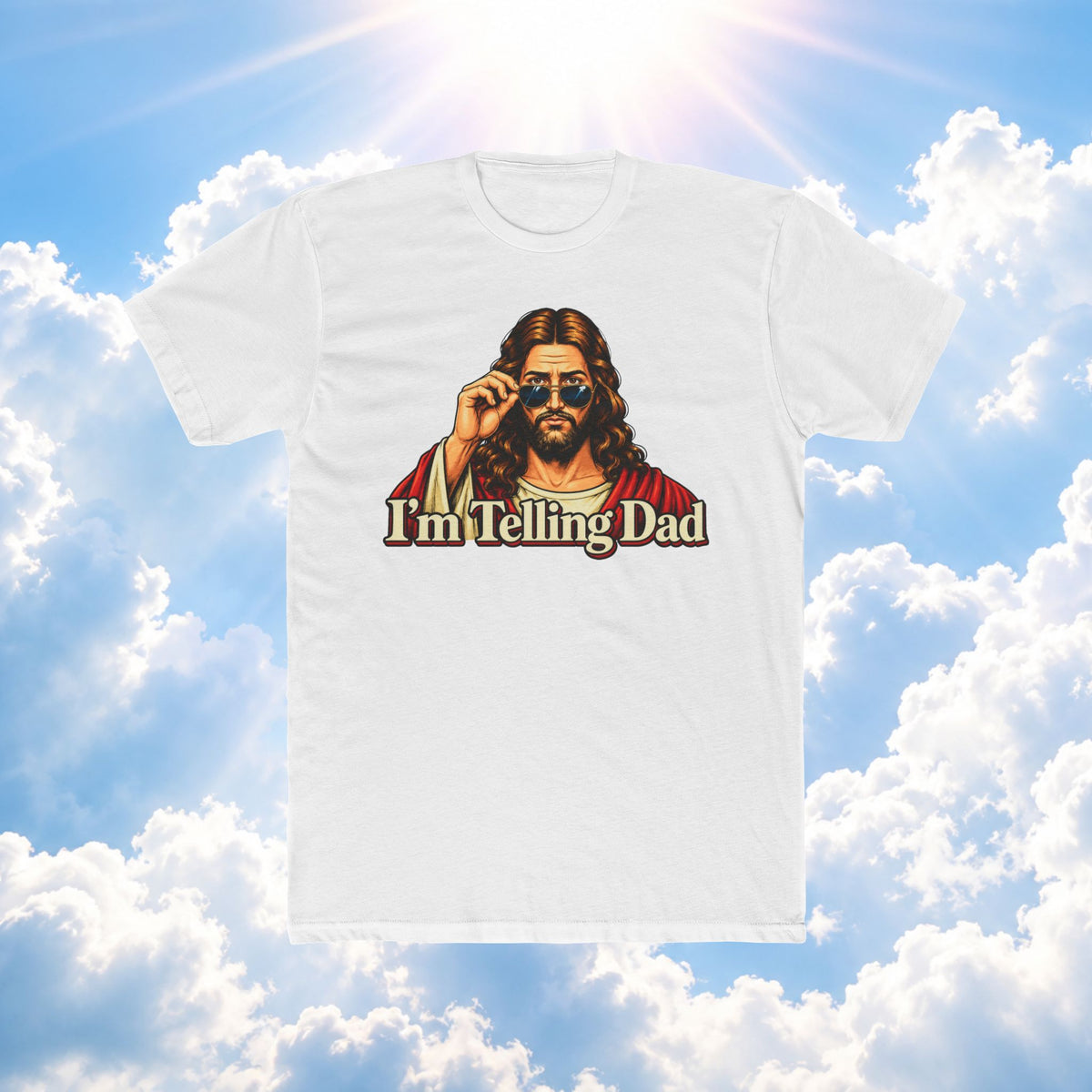 “I’m Telling Dad” Graphic Tee — Funny Retro Jesus T-Shirt for Parents & Kids
