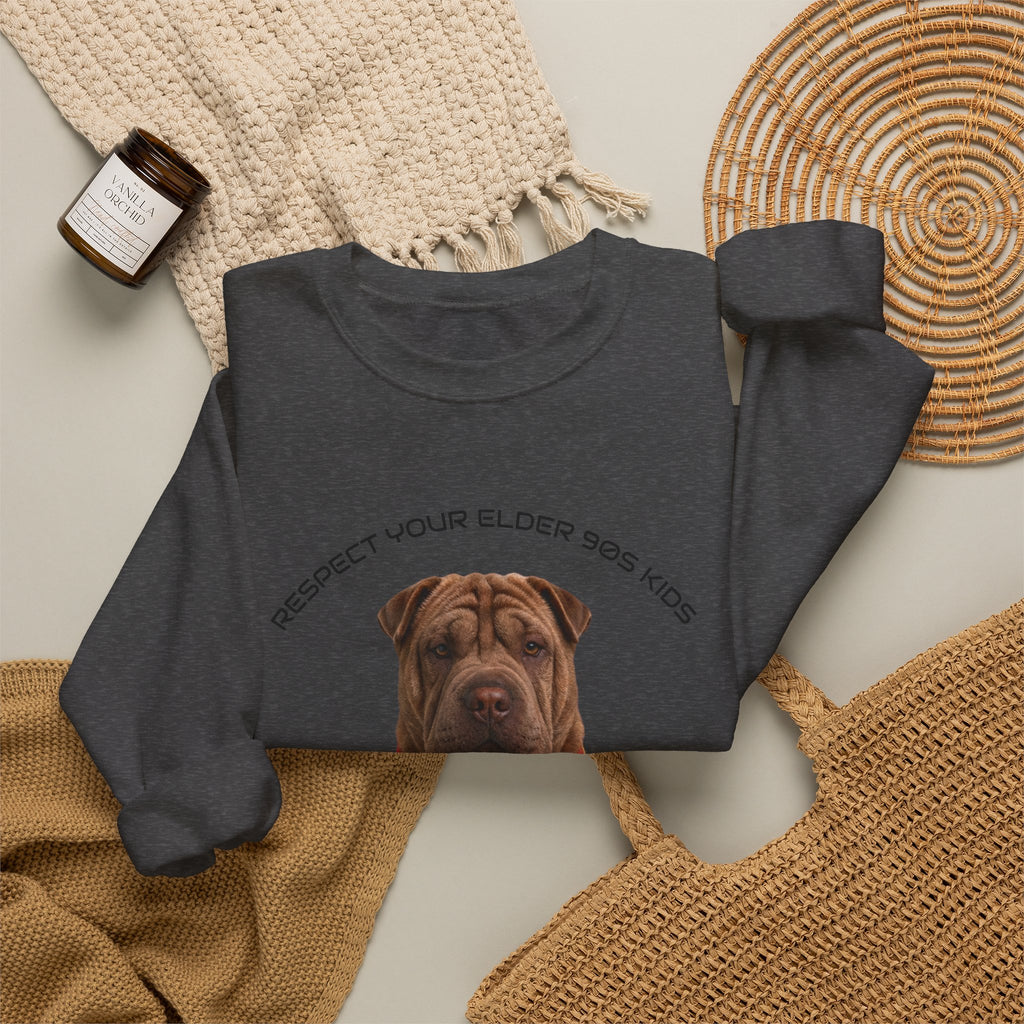 Dog Lover Sweatshirt — 'Respect Your Elder' Shar-Pei Graphic Crewneck