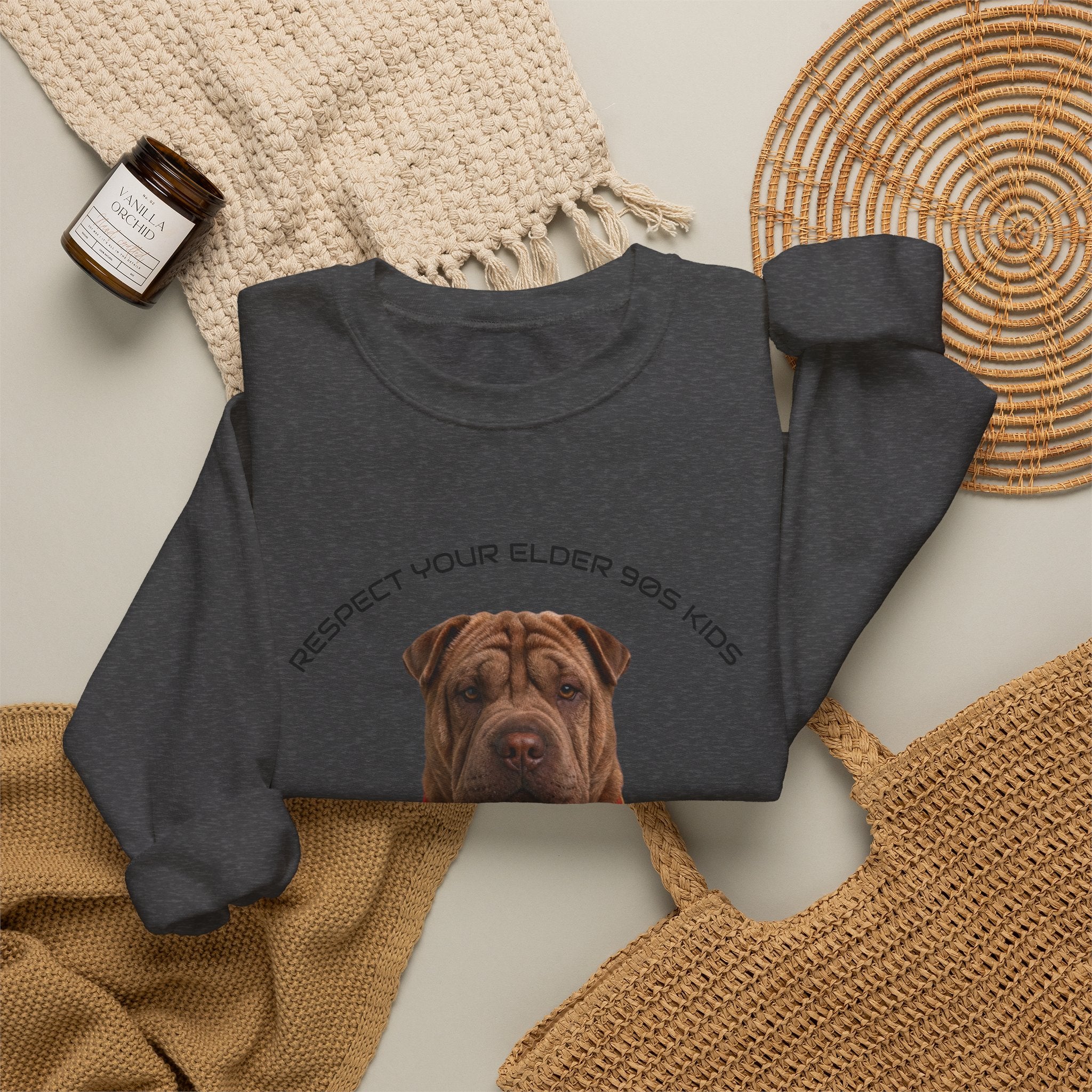 Dog Lover Sweatshirt — 'Respect Your Elder' Shar-Pei Graphic Crewneck
