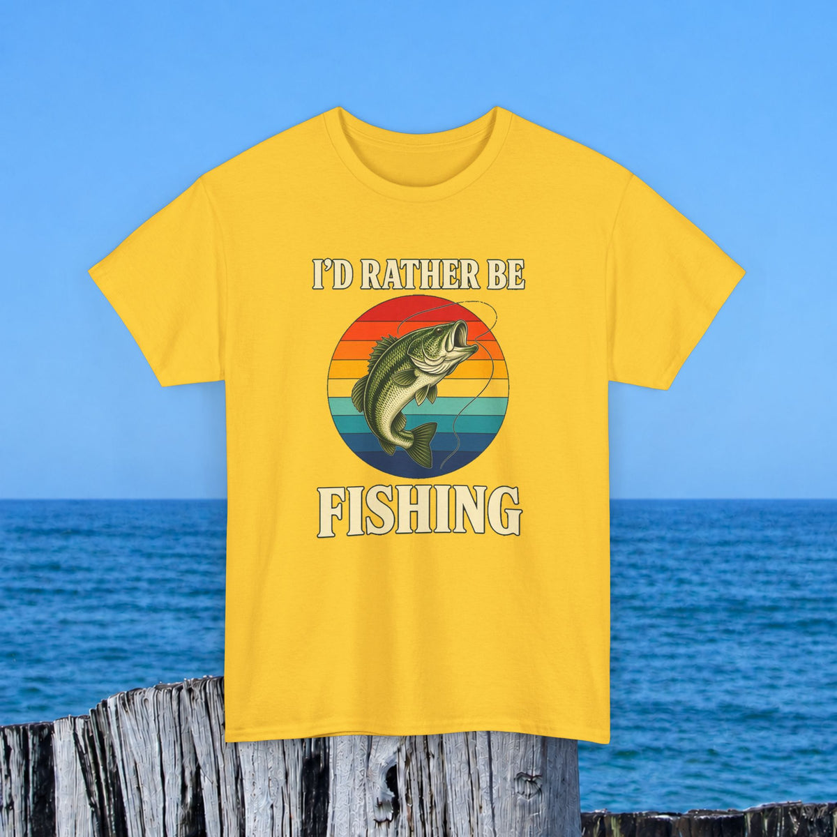 Fishing T-Shirt — "I'd Rather Be Fishing" Retro Bass Tee