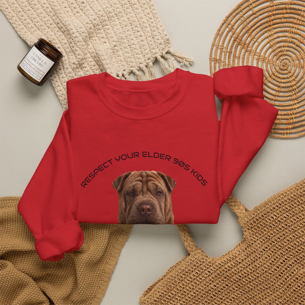 Dog Lover Sweatshirt — 'Respect Your Elder' Shar-Pei Graphic Crewneck