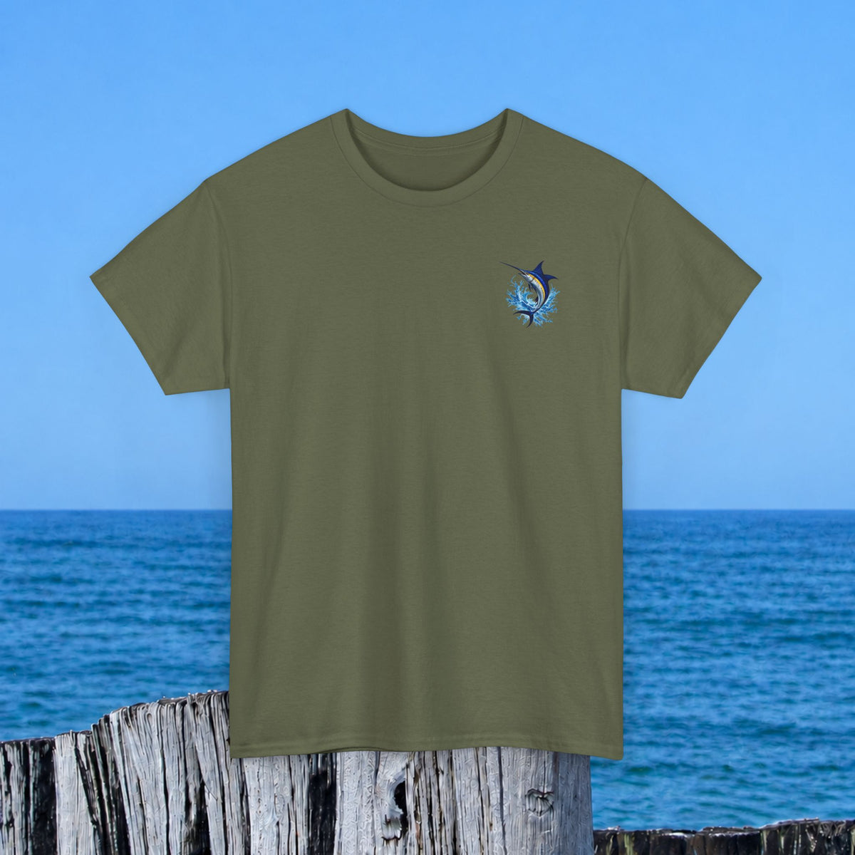 Marlin Splash Tee — Blue Swordfish Graphic T-Shirt