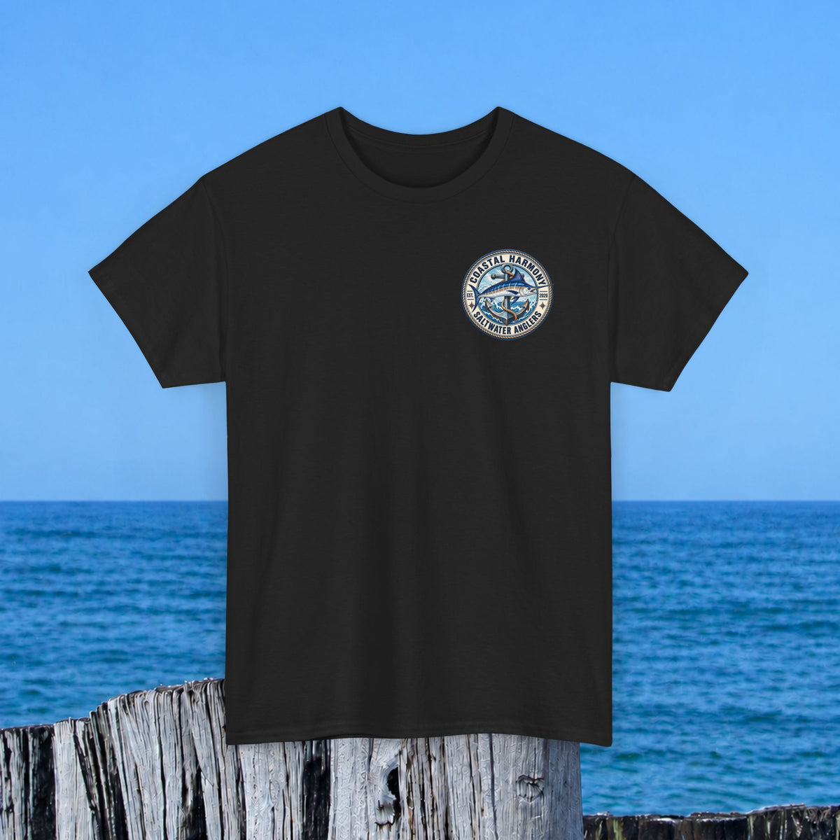 Fishing Tee — "Coastal Harmony" Saltwater Anglers Short-Sleeve Shirt