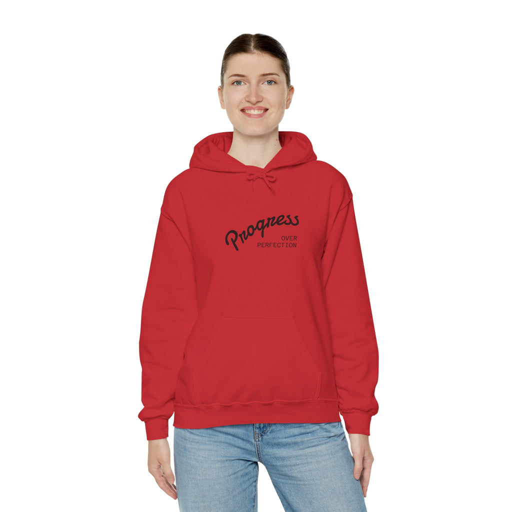 Coastal Harmony Surf Hoodie — "Progress Over Perfection" Graphic Sweatshirt