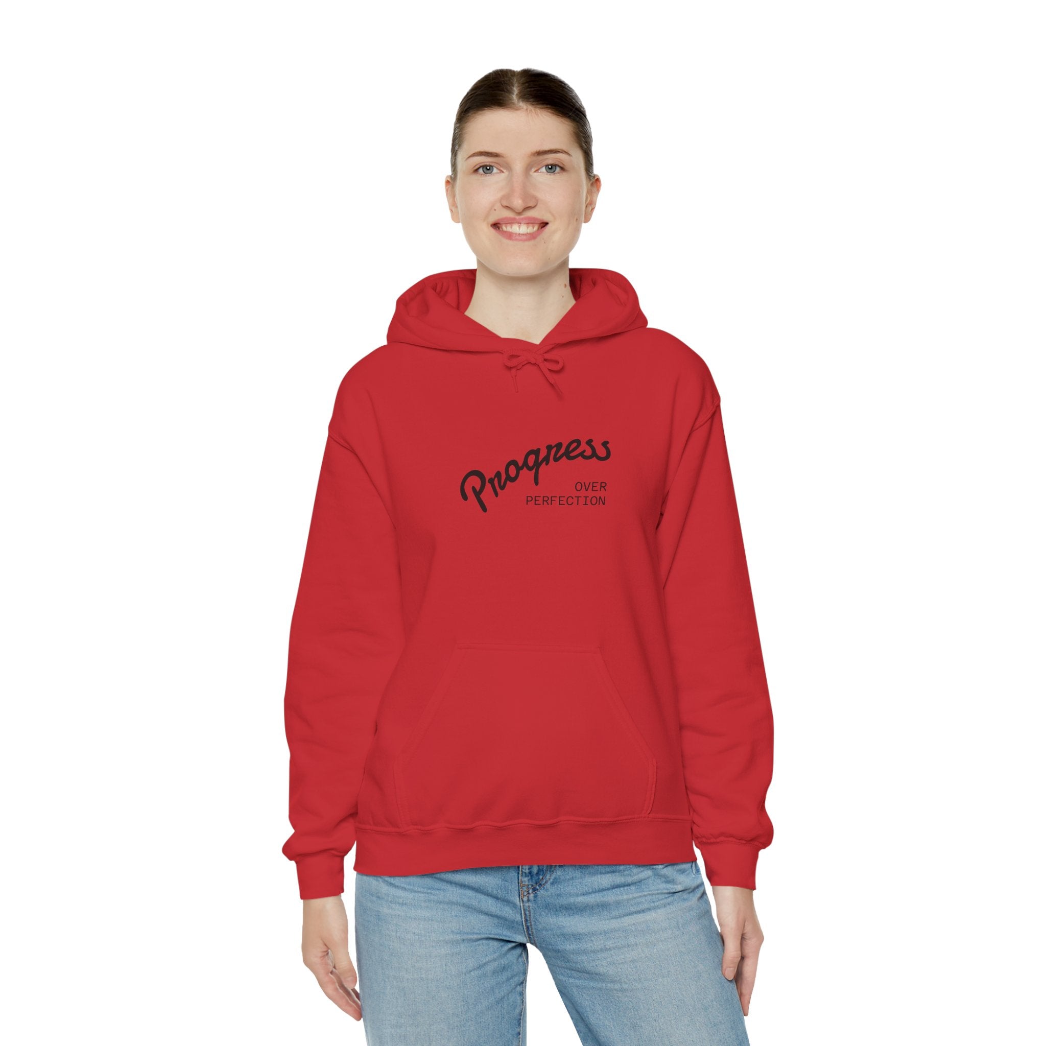 Coastal Harmony Surf Hoodie — "Progress Over Perfection" Graphic Sweatshirt