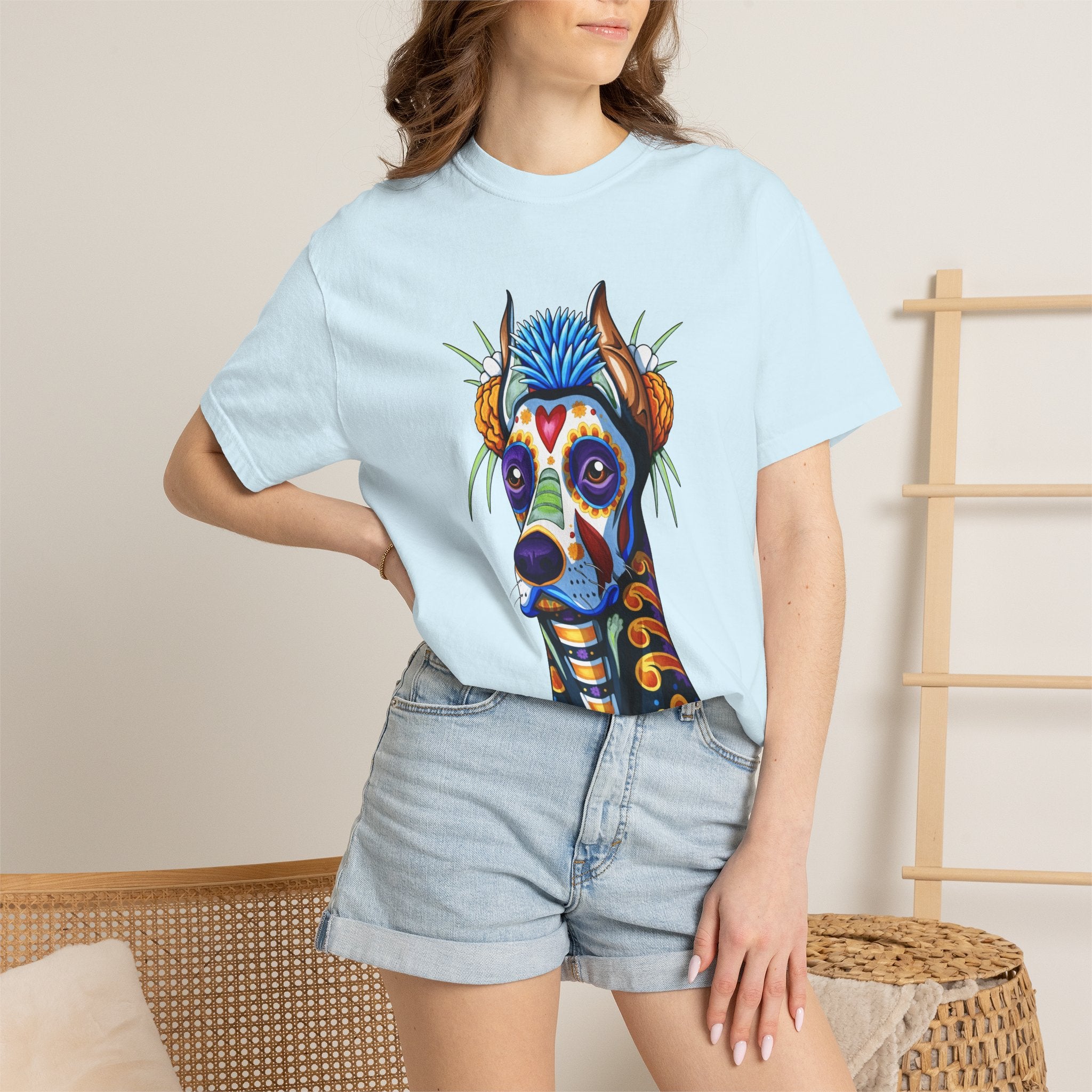 Colorful Sugar Skull Dog T-Shirt