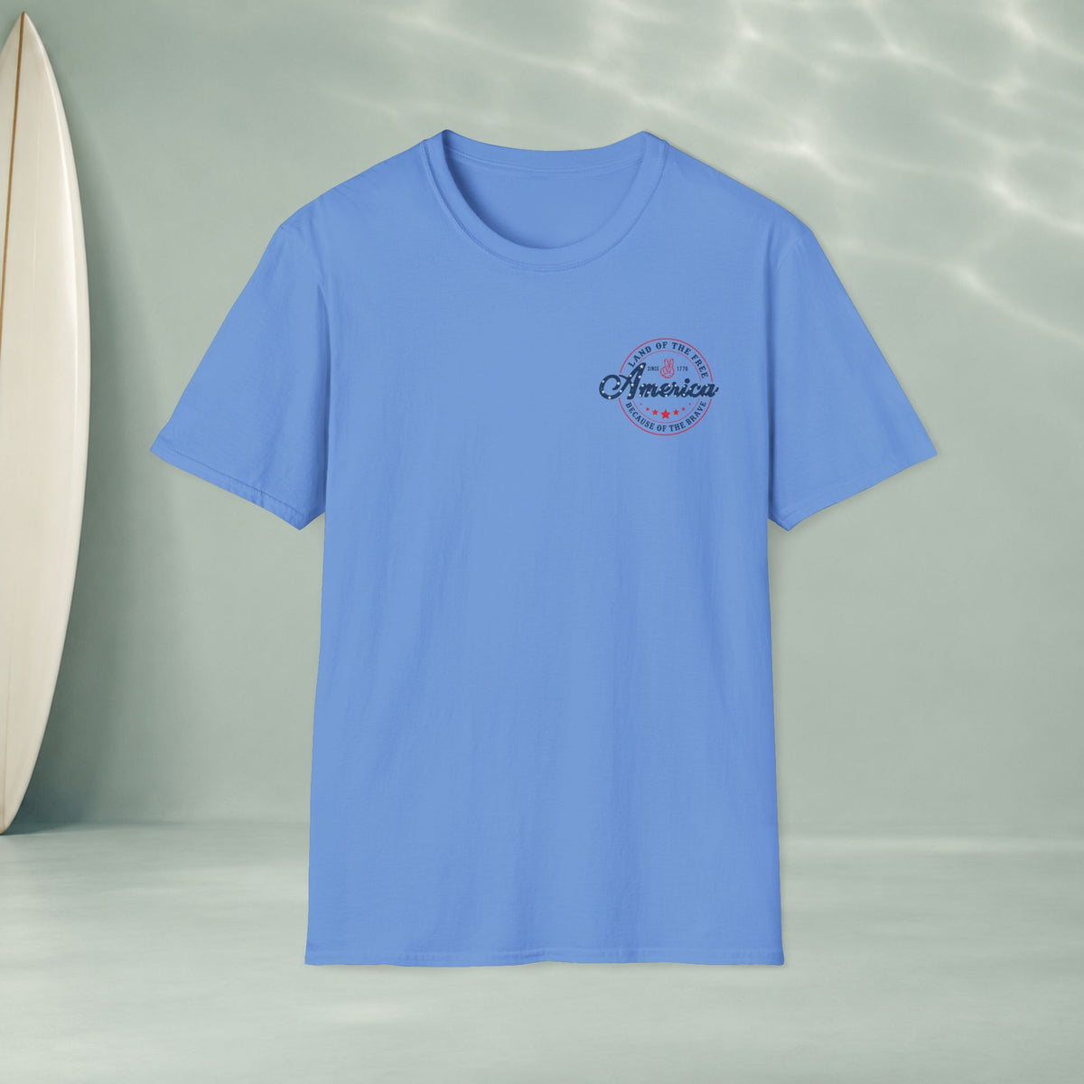 America Vintage Badge T-Shirt — "Land of the Free, Because of the Brave"