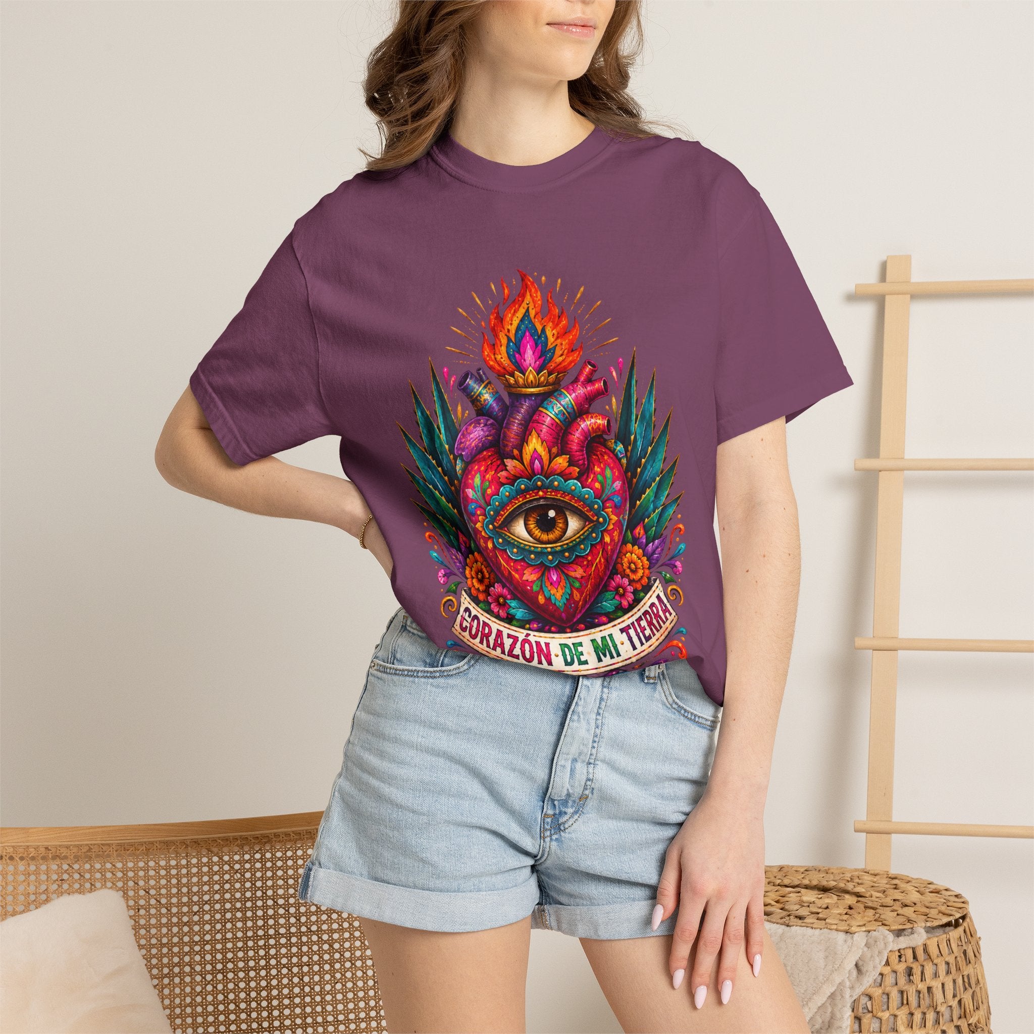 Heart of My Land T‑Shirt — Corazón de Mi Tierra Sacred Heart Graphic Tee