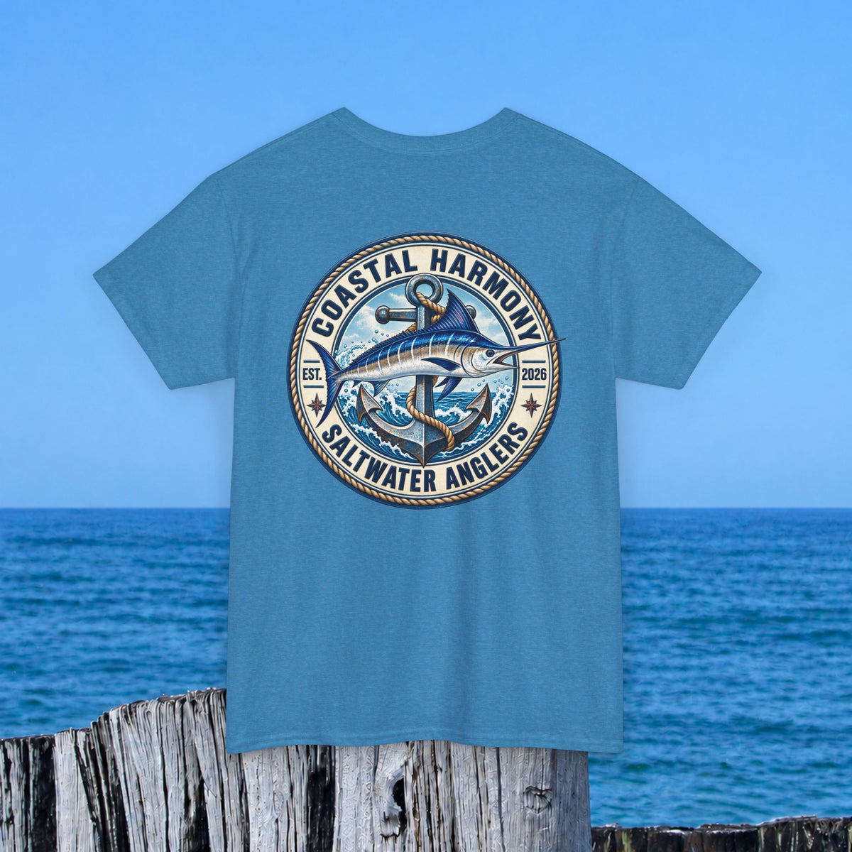 Fishing Tee — "Coastal Harmony" Saltwater Anglers Short-Sleeve Shirt