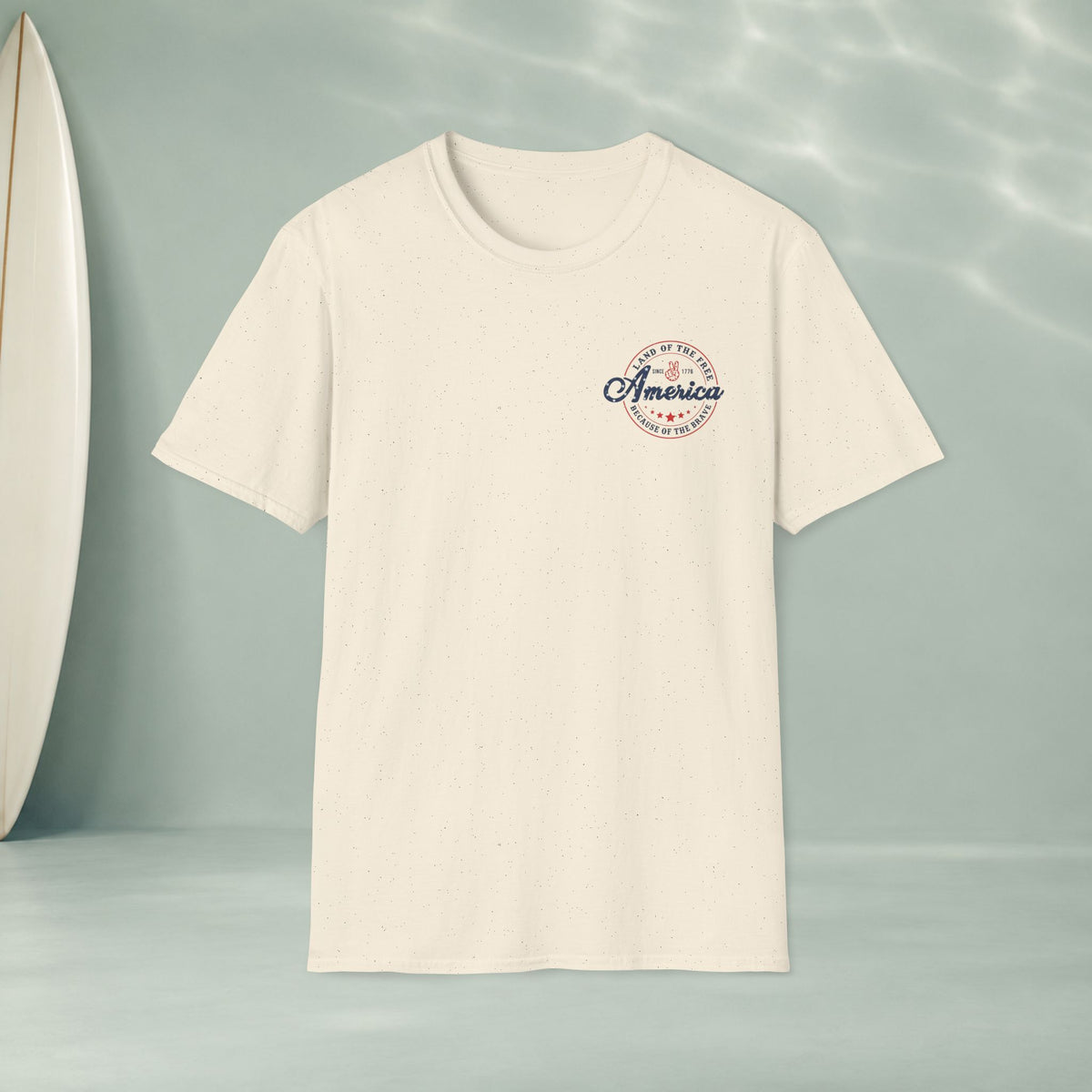 America Vintage Badge T-Shirt — "Land of the Free, Because of the Brave"
