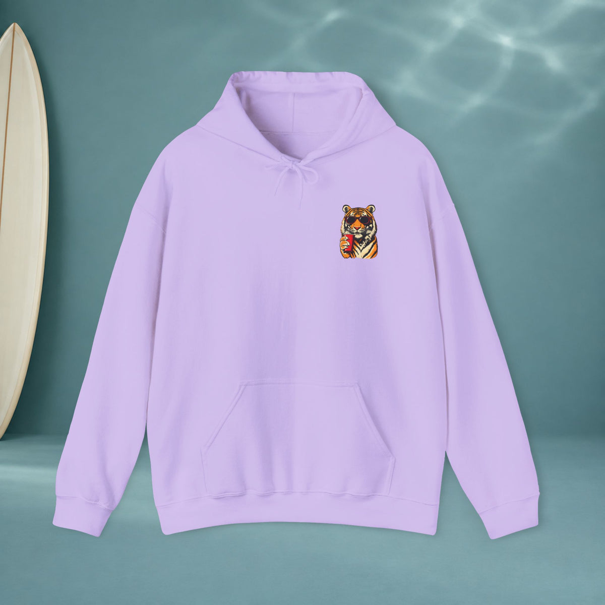 Tiger Japanese Good Luck Graphic Hoodie — Rainbow Japanese Text Back